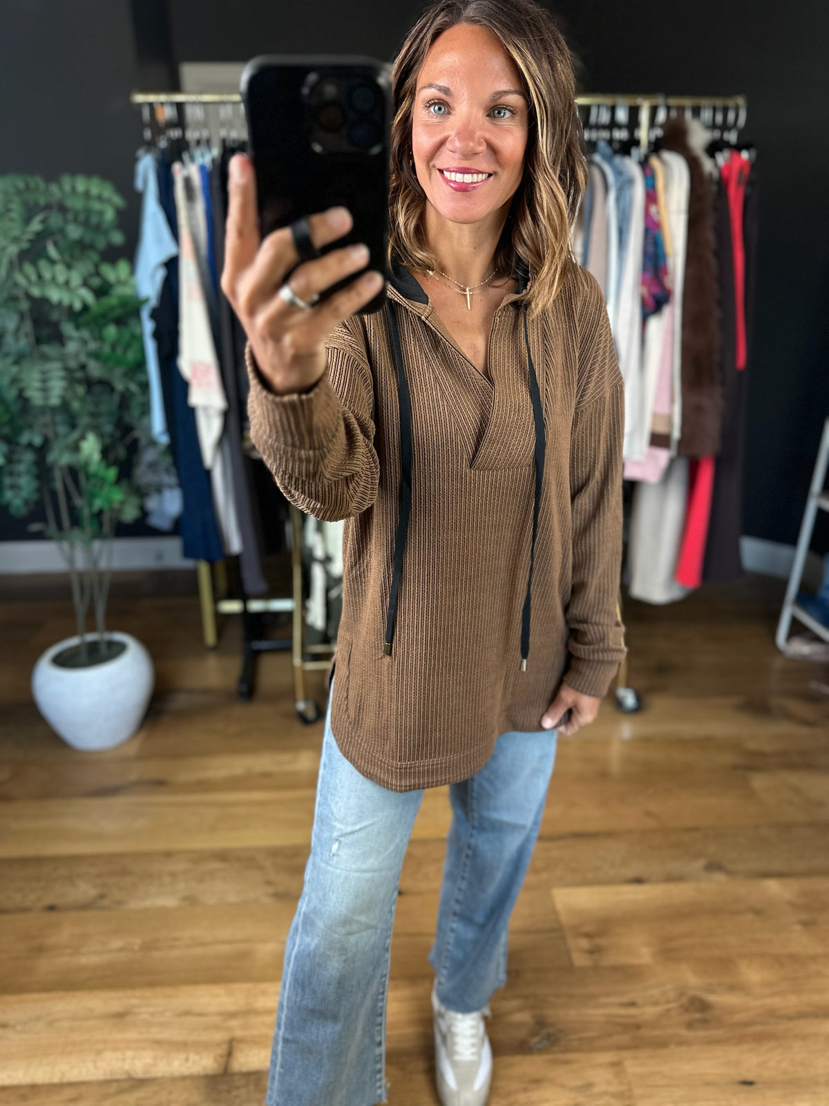 The Right Time Ribbed Hoodie-sweater-Doe & Rae-Anna Kaytes Boutique, Women's Fashion Boutique in Grinnell, Iowa