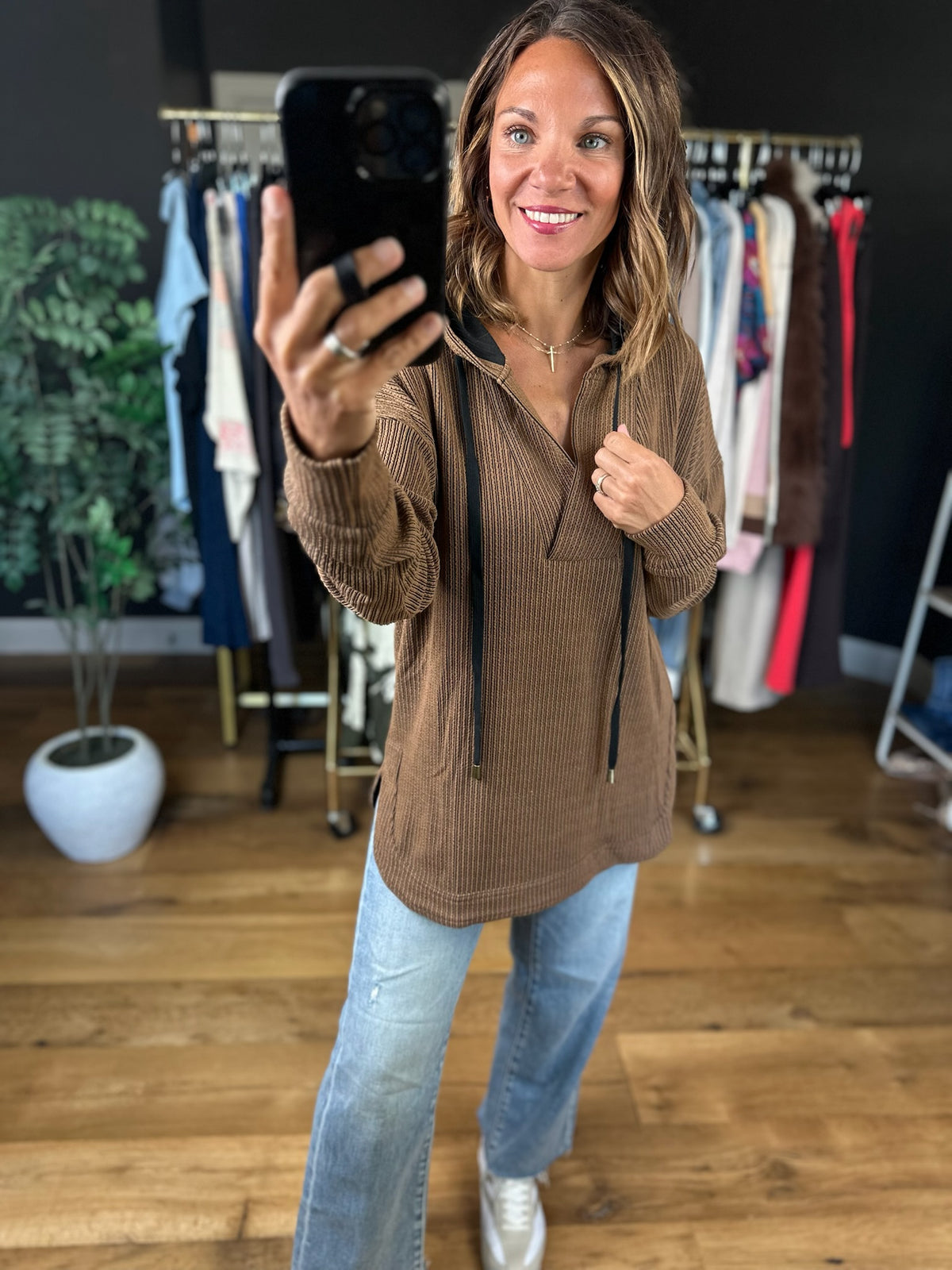 The Right Time Ribbed Hoodie-sweater-Doe & Rae-Anna Kaytes Boutique, Women's Fashion Boutique in Grinnell, Iowa
