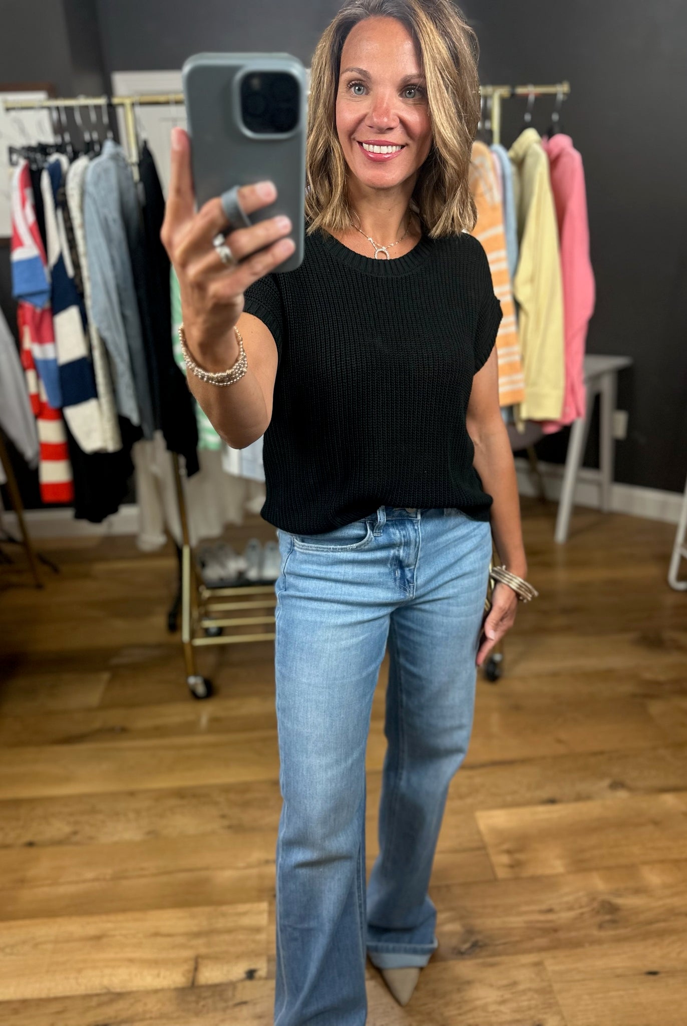 Weekend Reset Knit Top-Short Sleeves-Blu Pepper-Anna Kaytes Boutique, Women's Fashion Boutique in Grinnell, Iowa