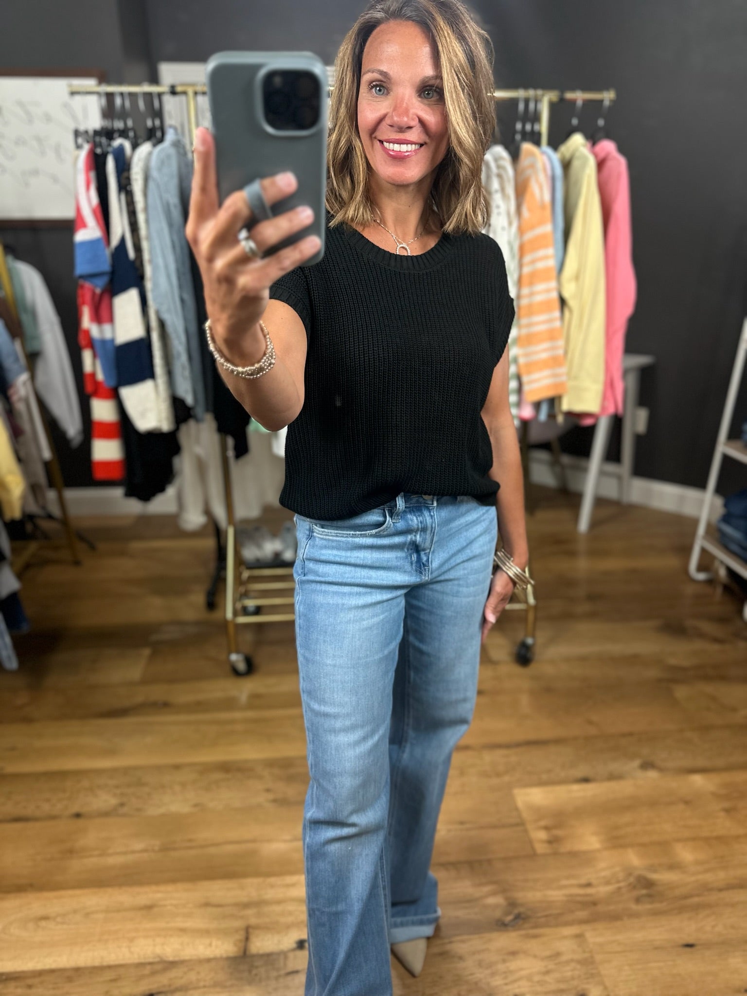 Weekend Reset Knit Top-Short Sleeves-Blu Pepper-Anna Kaytes Boutique, Women's Fashion Boutique in Grinnell, Iowa