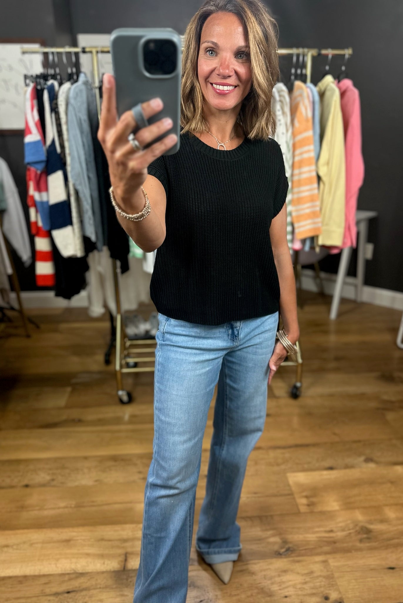 Weekend Reset Knit Top-Short Sleeves-Blu Pepper-Anna Kaytes Boutique, Women's Fashion Boutique in Grinnell, Iowa