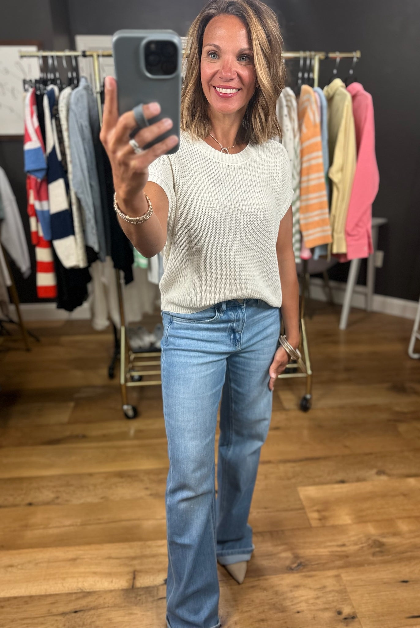 Weekend Reset Knit Top-Short Sleeves-Blu Pepper-Anna Kaytes Boutique, Women's Fashion Boutique in Grinnell, Iowa