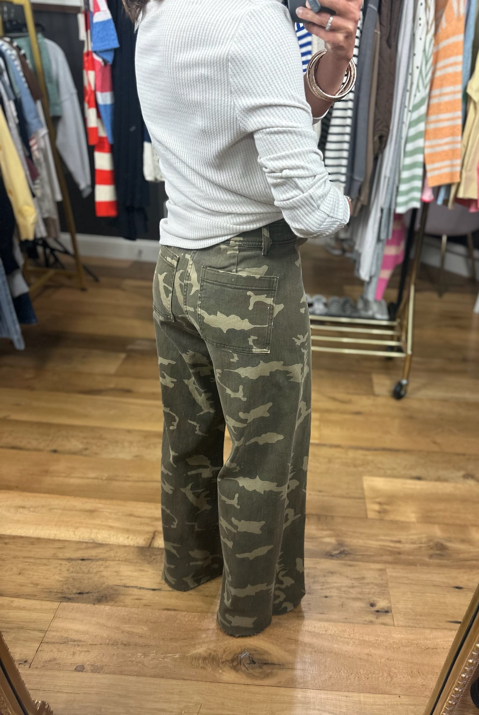 Never Seen Camo Wide-Leg Pant-Jeans-Miou Muse-Anna Kaytes Boutique, Women's Fashion Boutique in Grinnell, Iowa