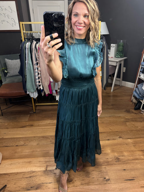 Among The Stars Tiered Midi Dress - Teal Green-Wishlist WL23-8374-Anna Kaytes Boutique, Women's Fashion Boutique in Grinnell, Iowa