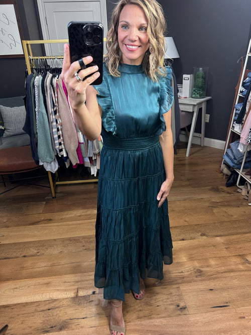 Among The Stars Tiered Midi Dress - Teal Green-Wishlist WL23-8374-Anna Kaytes Boutique, Women's Fashion Boutique in Grinnell, Iowa