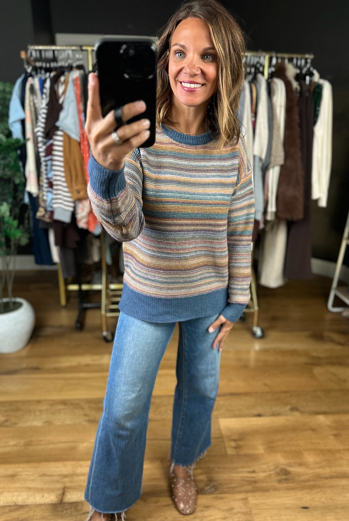 Together Again Striped Crew Sweater-Sweaters-Be Cool-Anna Kaytes Boutique, Women's Fashion Boutique in Grinnell, Iowa