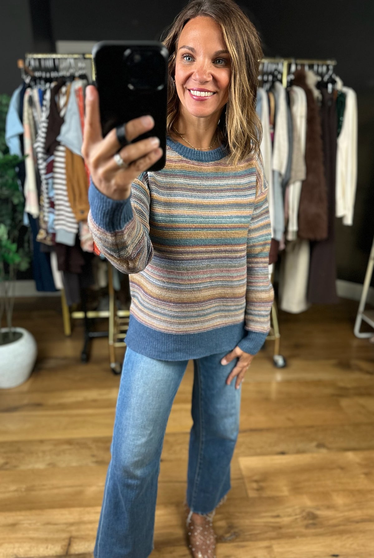 Together Again Striped Crew Sweater-Sweaters-Be Cool-Anna Kaytes Boutique, Women's Fashion Boutique in Grinnell, Iowa