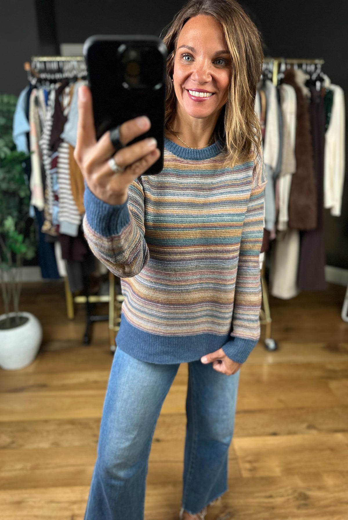 Together Again Striped Crew Sweater-Sweaters-Be Cool-Anna Kaytes Boutique, Women's Fashion Boutique in Grinnell, Iowa