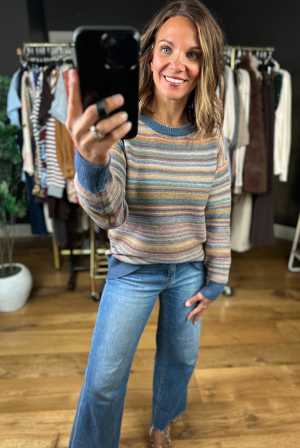 Together Again Striped Crew Sweater-Sweaters-Be Cool-Anna Kaytes Boutique, Women's Fashion Boutique in Grinnell, Iowa