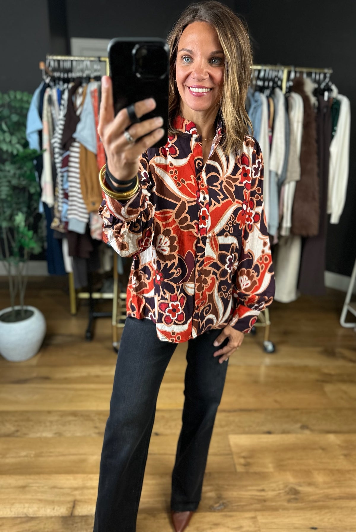 Begging You Patterned Top-Long Sleeves-Fate-Anna Kaytes Boutique, Women's Fashion Boutique in Grinnell, Iowa