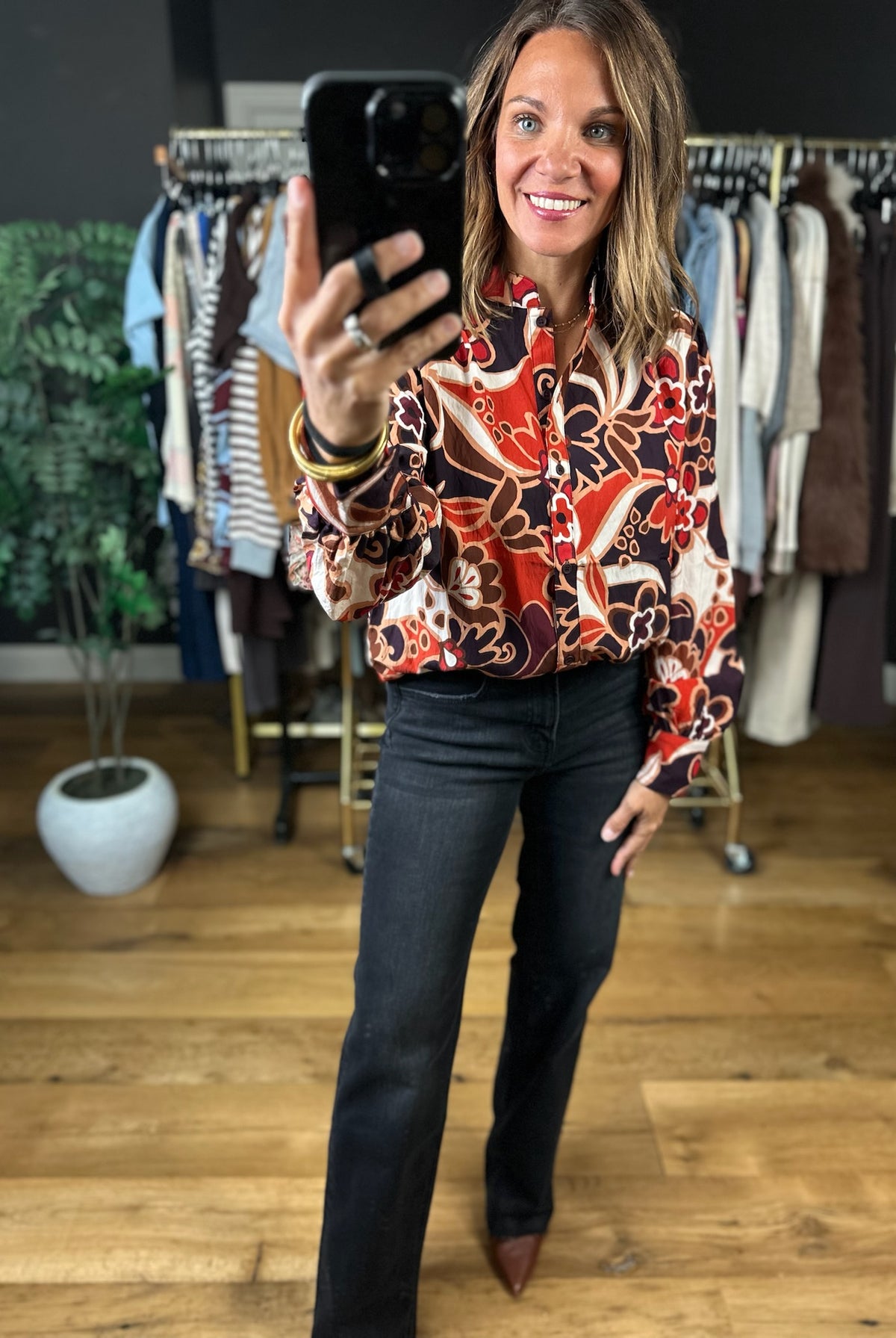 Begging You Patterned Top-Long Sleeves-Fate-Anna Kaytes Boutique, Women's Fashion Boutique in Grinnell, Iowa