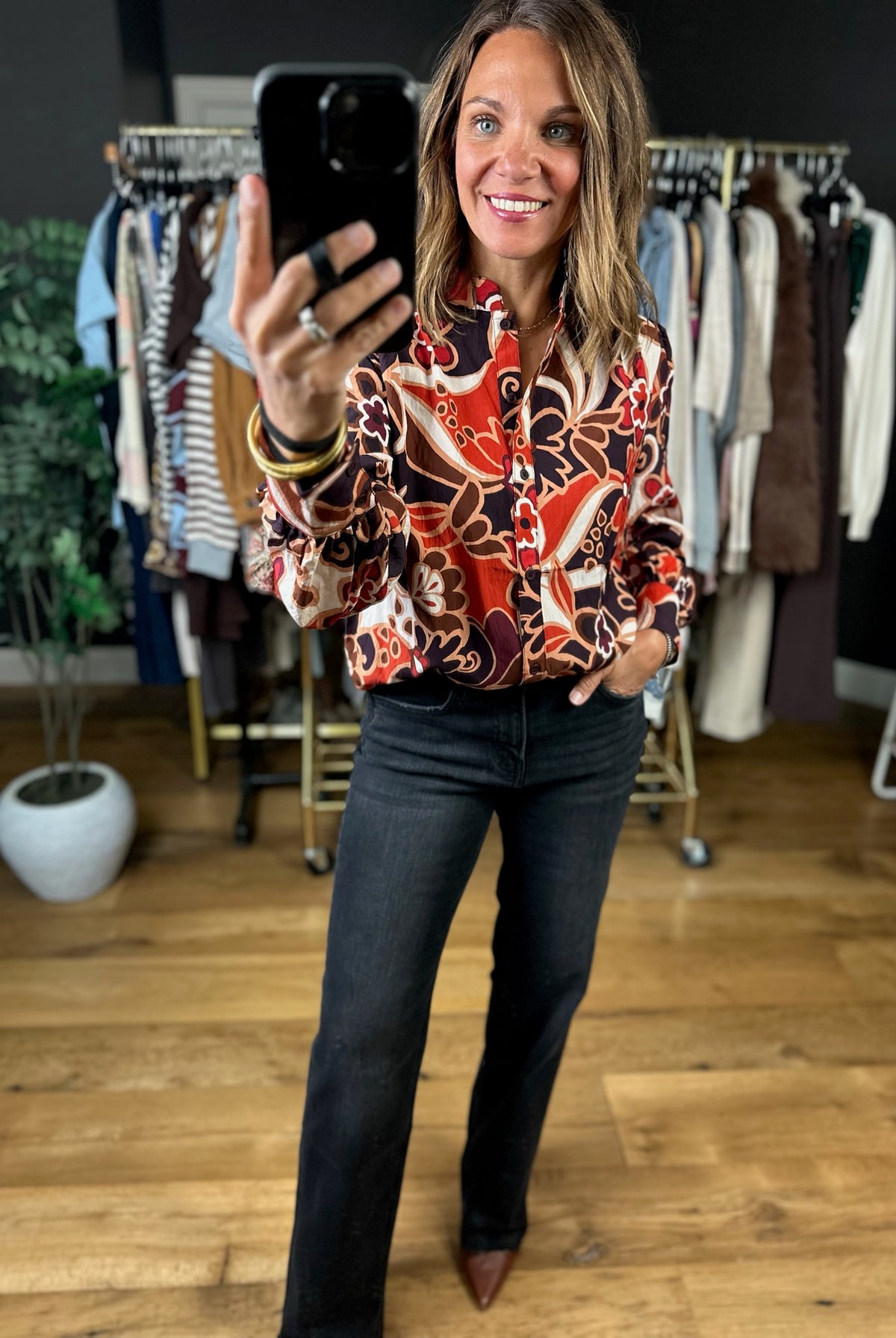 Begging You Patterned Top-Long Sleeves-Fate-Anna Kaytes Boutique, Women's Fashion Boutique in Grinnell, Iowa