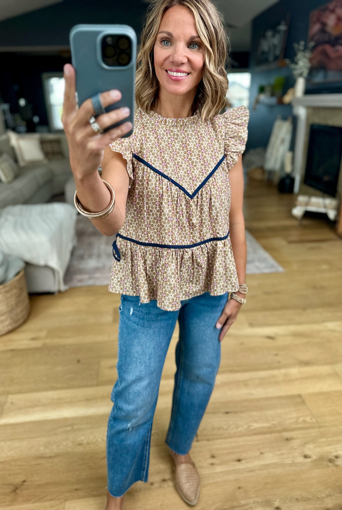 **In Higher Hopes Patterned Top-Eesome-Anna Kaytes Boutique, Women's Fashion Boutique in Grinnell, Iowa