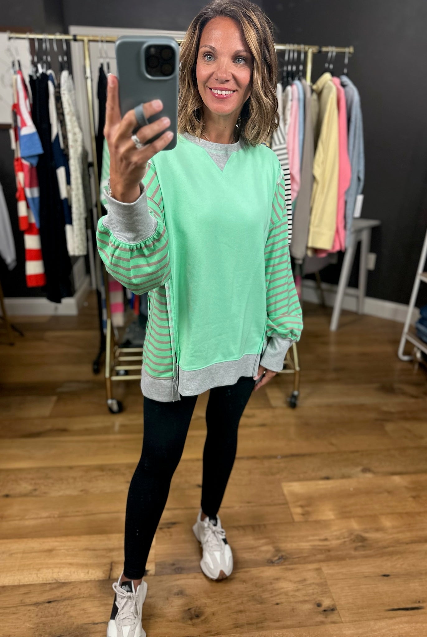 Real Dreams Contrasting Crew-Sweaters-Very J-Anna Kaytes Boutique, Women's Fashion Boutique in Grinnell, Iowa