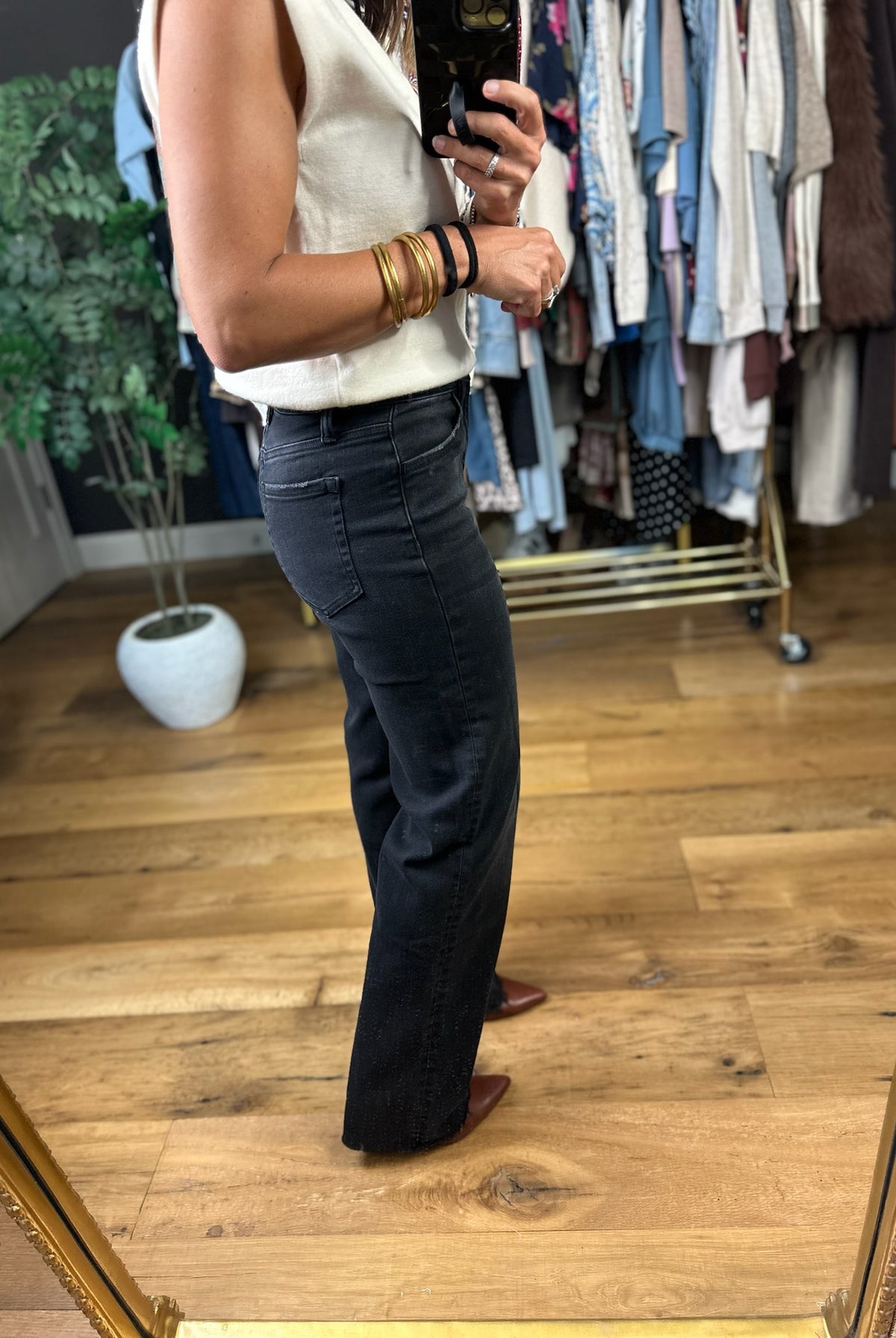The Frankie High-Rise Slim-Wide Denim-Pants-Flying Monkey-Anna Kaytes Boutique, Women's Fashion Boutique in Grinnell, Iowa