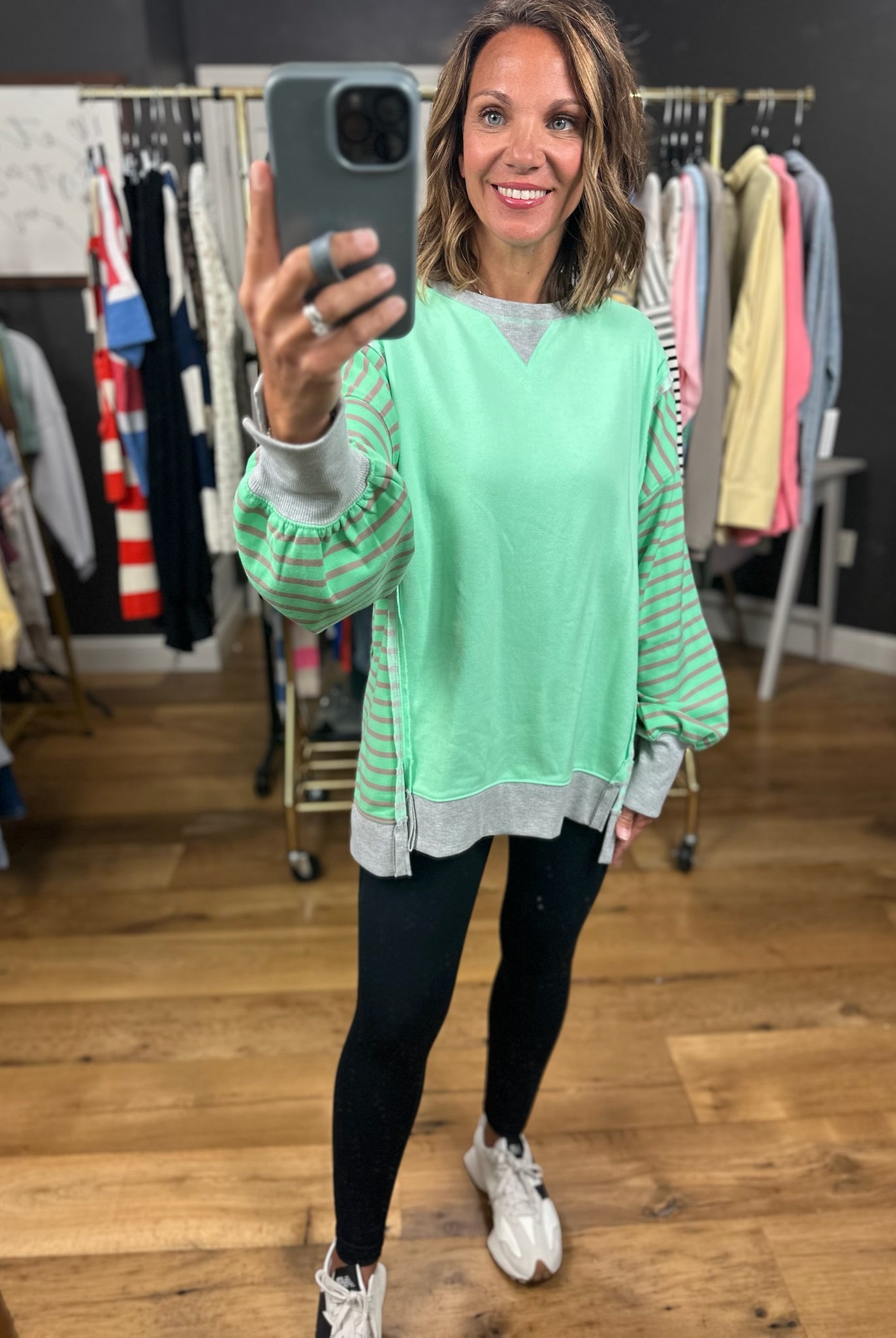 Real Dreams Contrasting Crew-Sweaters-Very J-Anna Kaytes Boutique, Women's Fashion Boutique in Grinnell, Iowa