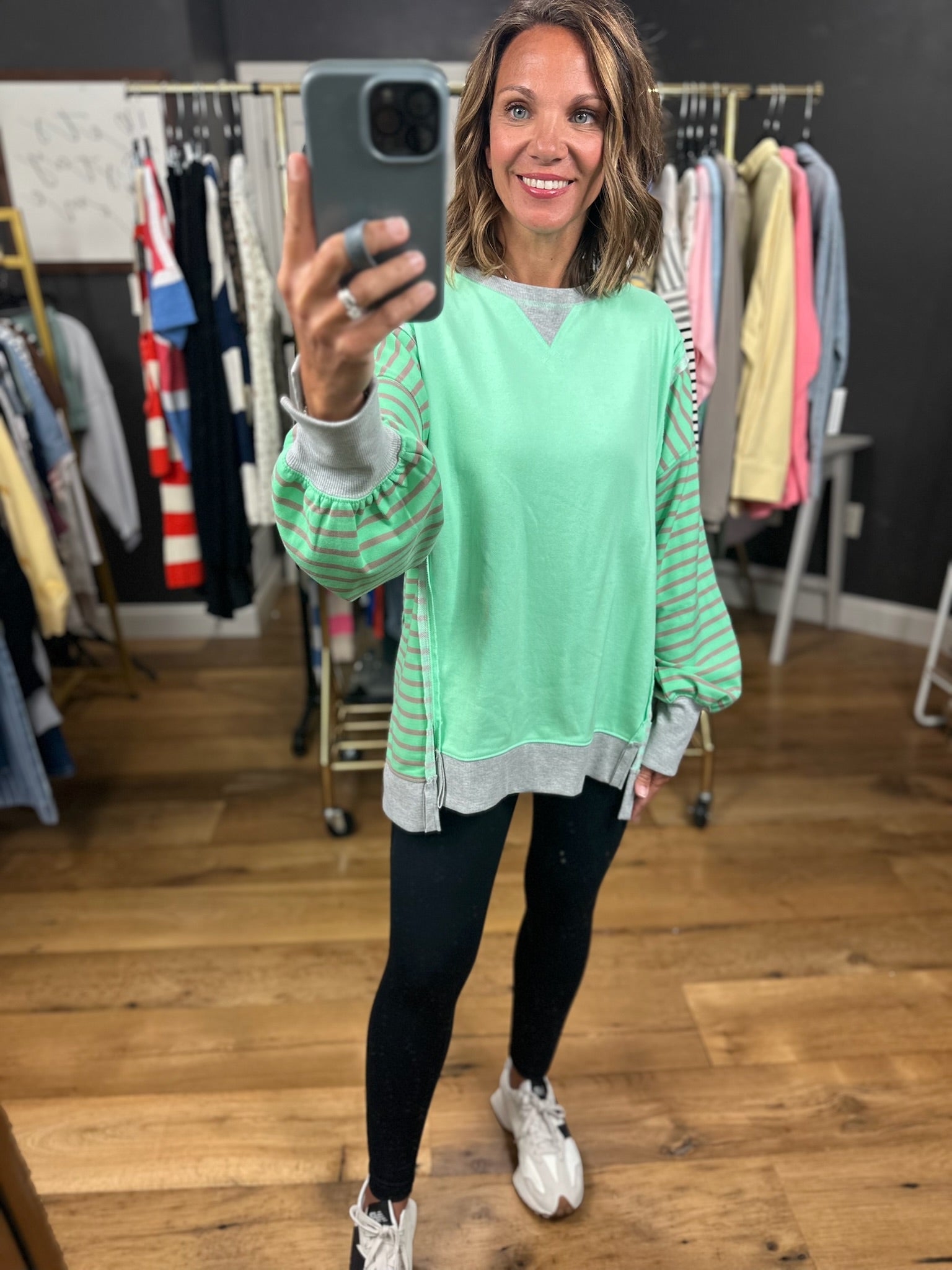 Real Dreams Contrasting Crew-Sweaters-Very J-Anna Kaytes Boutique, Women's Fashion Boutique in Grinnell, Iowa