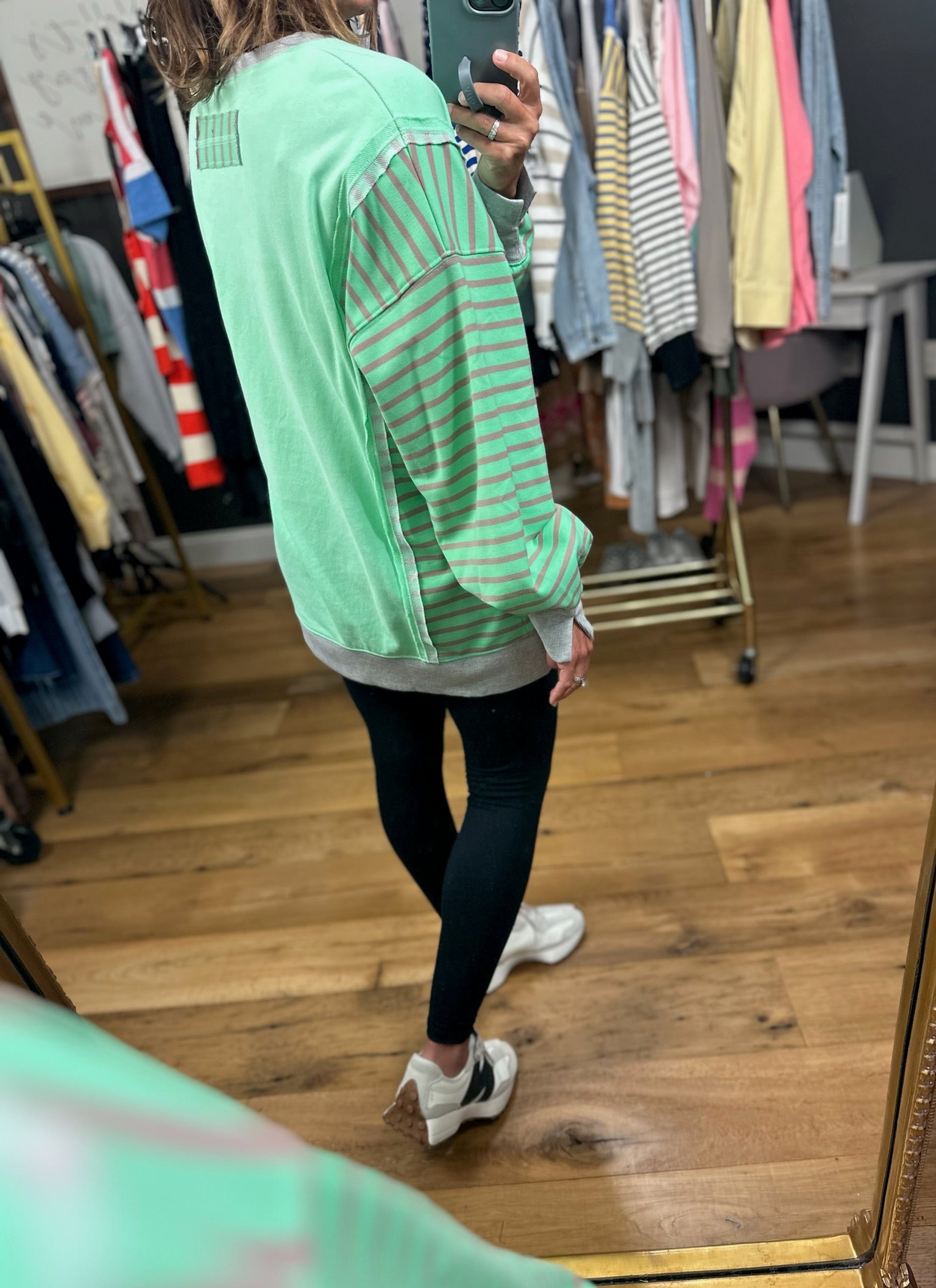 Real Dreams Contrasting Crew-Sweaters-Very J-Anna Kaytes Boutique, Women's Fashion Boutique in Grinnell, Iowa