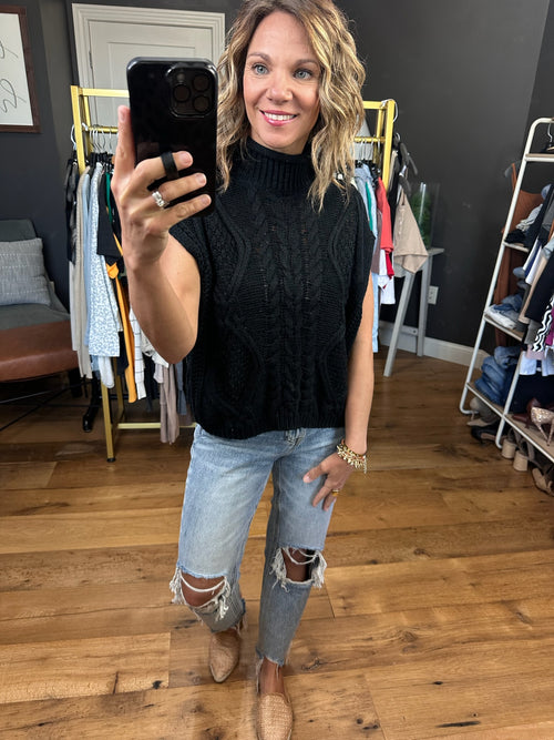 On My Mind Cable-Knit Sleeveless Top - Black-She & Sky SY1466-Anna Kaytes Boutique, Women's Fashion Boutique in Grinnell, Iowa