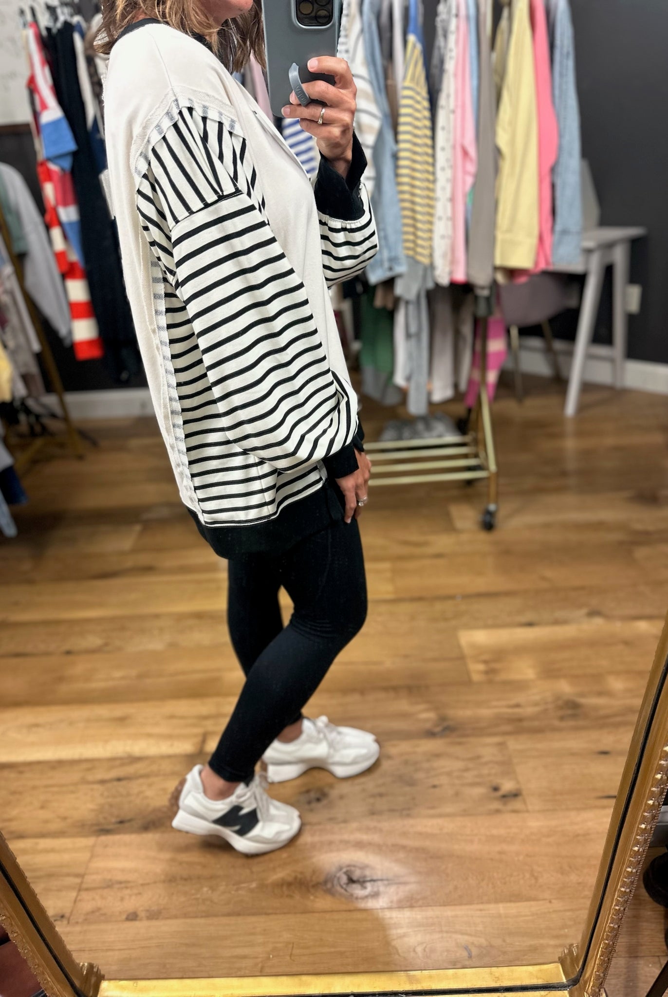 Real Dreams Contrasting Crew-Sweaters-Very J-Anna Kaytes Boutique, Women's Fashion Boutique in Grinnell, Iowa