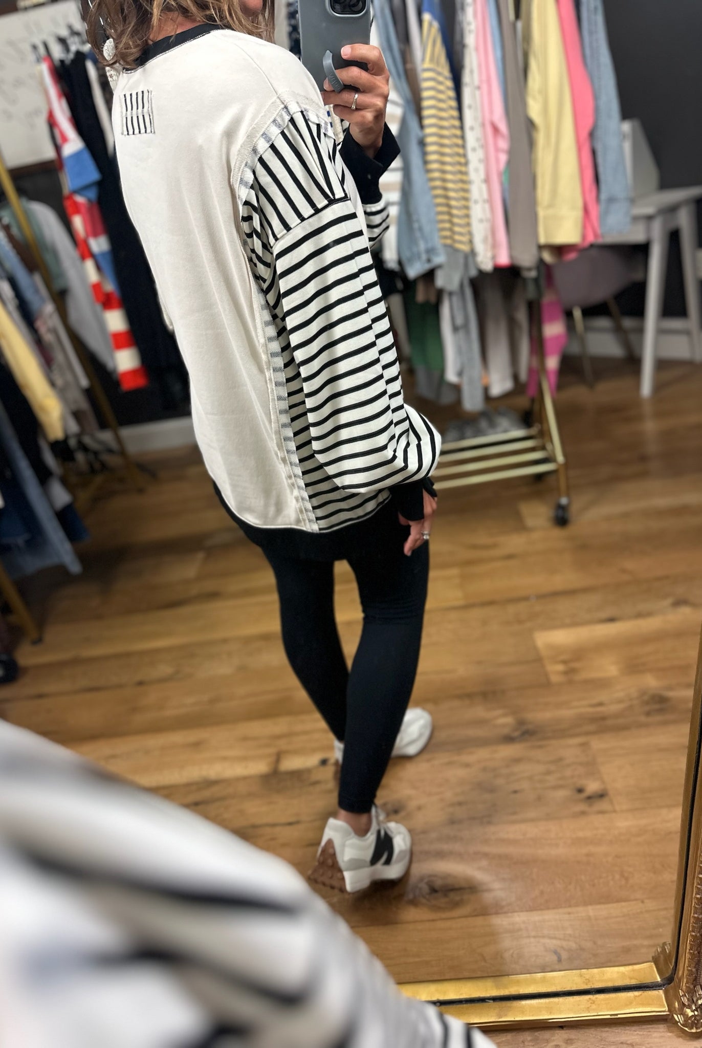 Real Dreams Contrasting Crew-Sweaters-Very J-Anna Kaytes Boutique, Women's Fashion Boutique in Grinnell, Iowa