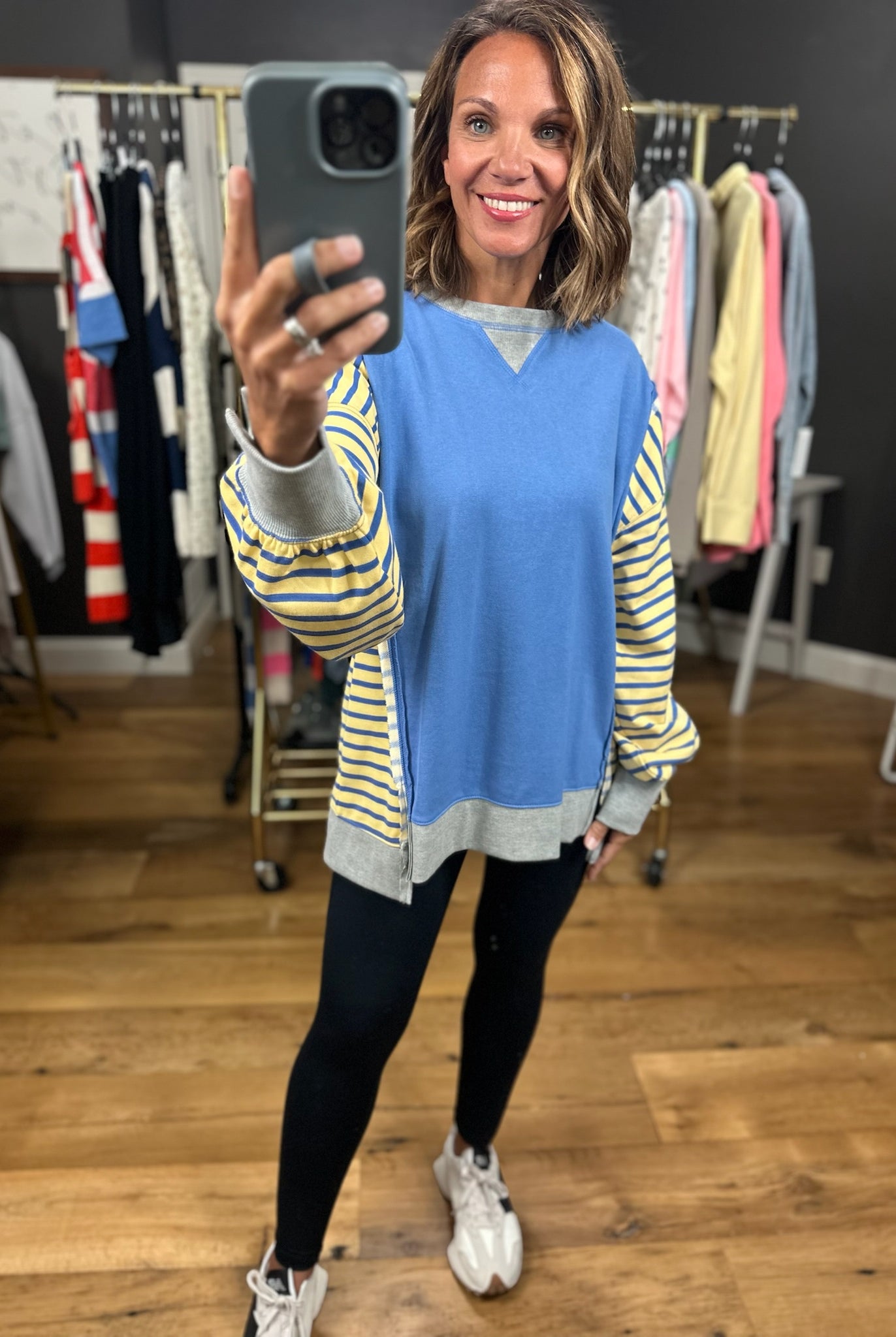 Real Dreams Contrasting Crew-Sweaters-Very J-Anna Kaytes Boutique, Women's Fashion Boutique in Grinnell, Iowa