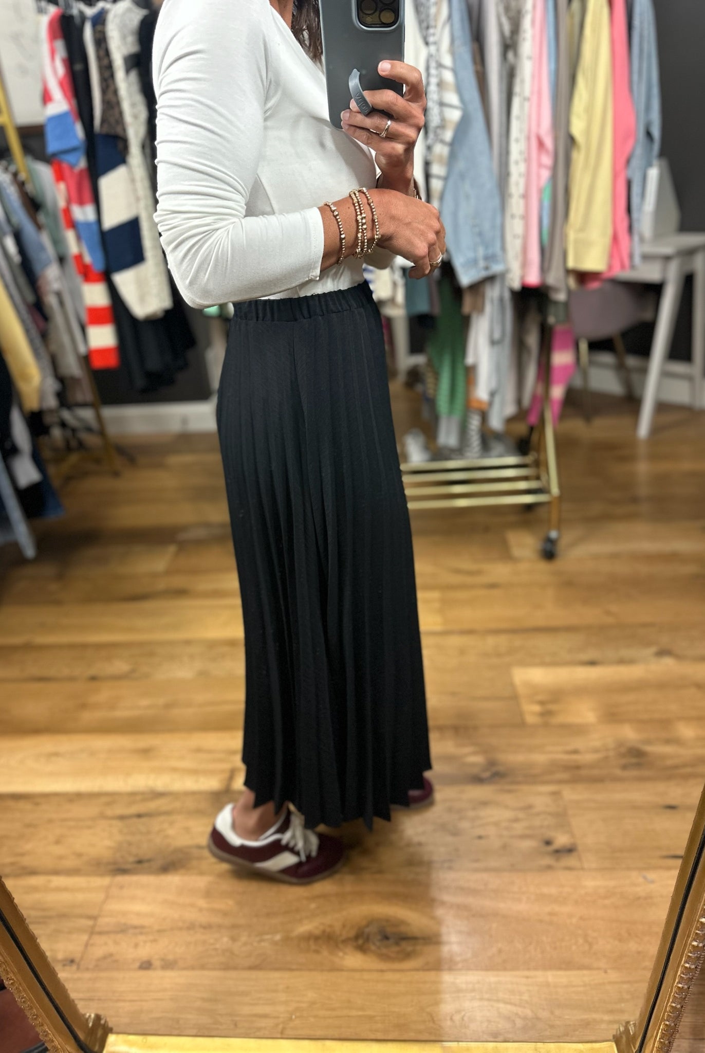 Make The Move Pleated Midi Skirt-Skirts-Les Amis-Anna Kaytes Boutique, Women's Fashion Boutique in Grinnell, Iowa