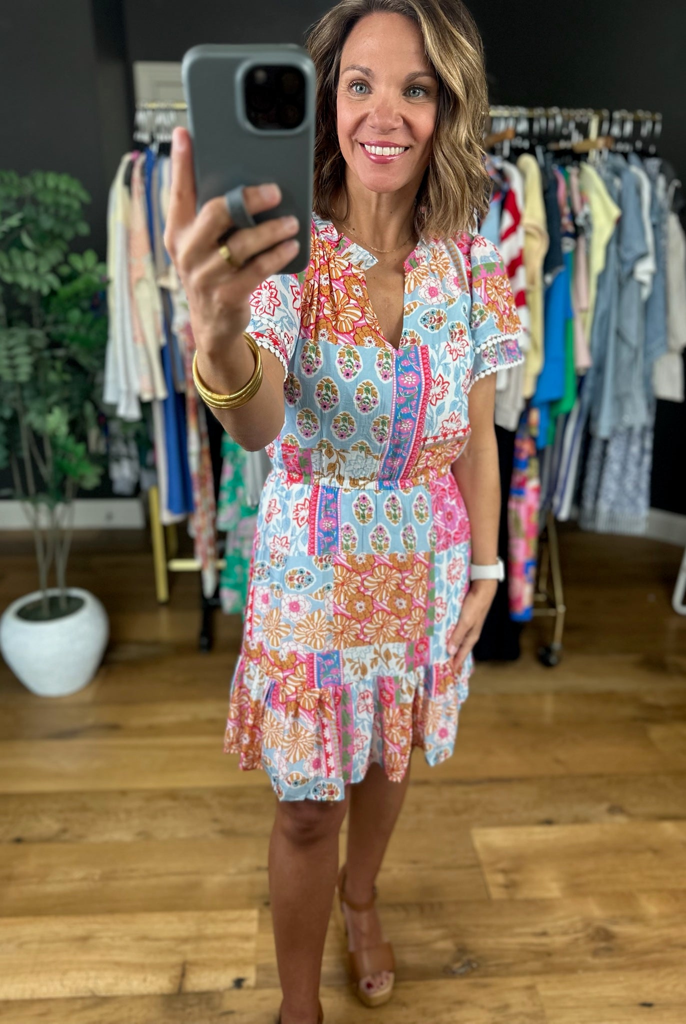 On My Side Patchwork Dress-Dresses-ee:some-Anna Kaytes Boutique, Women's Fashion Boutique in Grinnell, Iowa