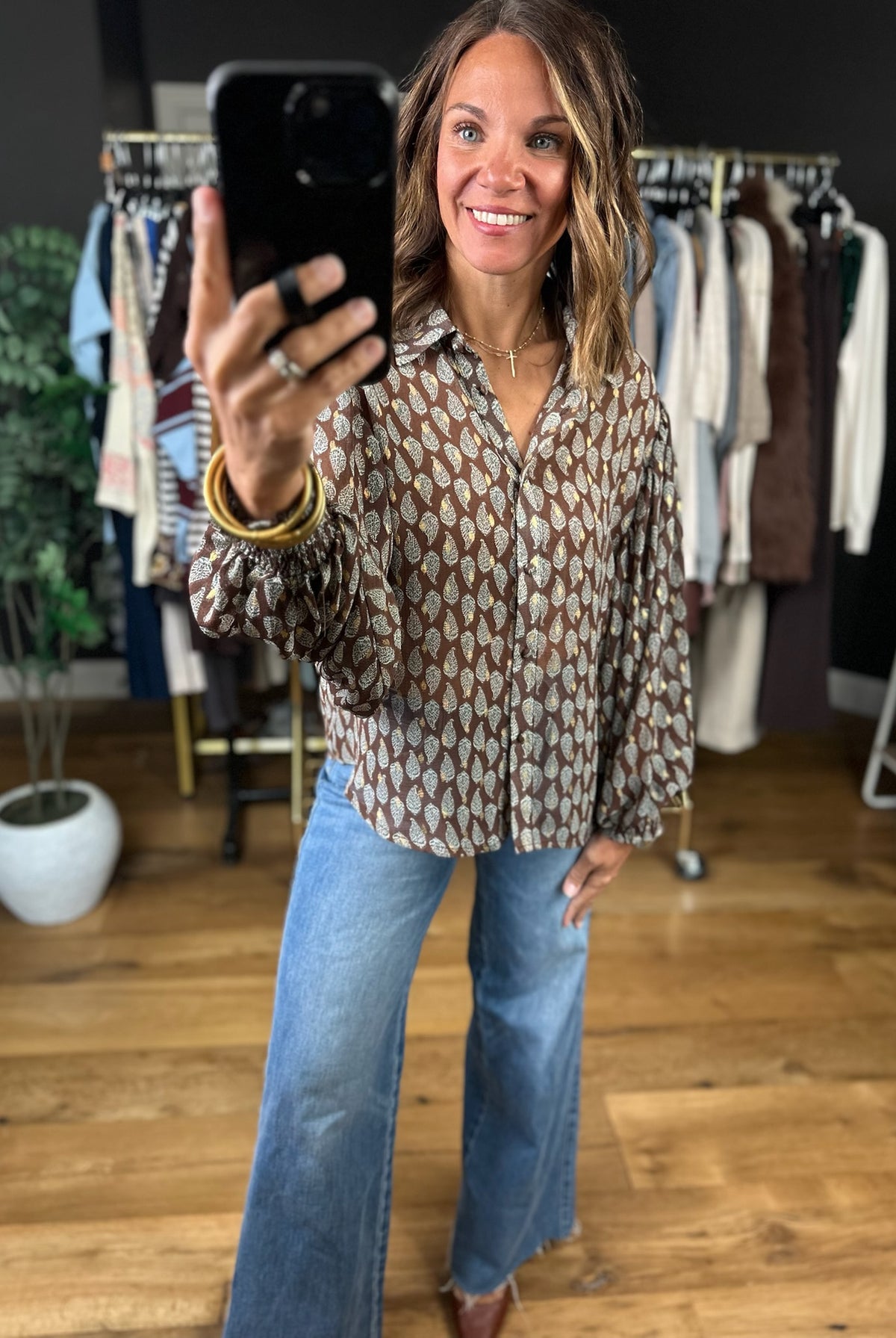 No Further Questions Button-Down Top-Long Sleeves-ee:some-Anna Kaytes Boutique, Women's Fashion Boutique in Grinnell, Iowa