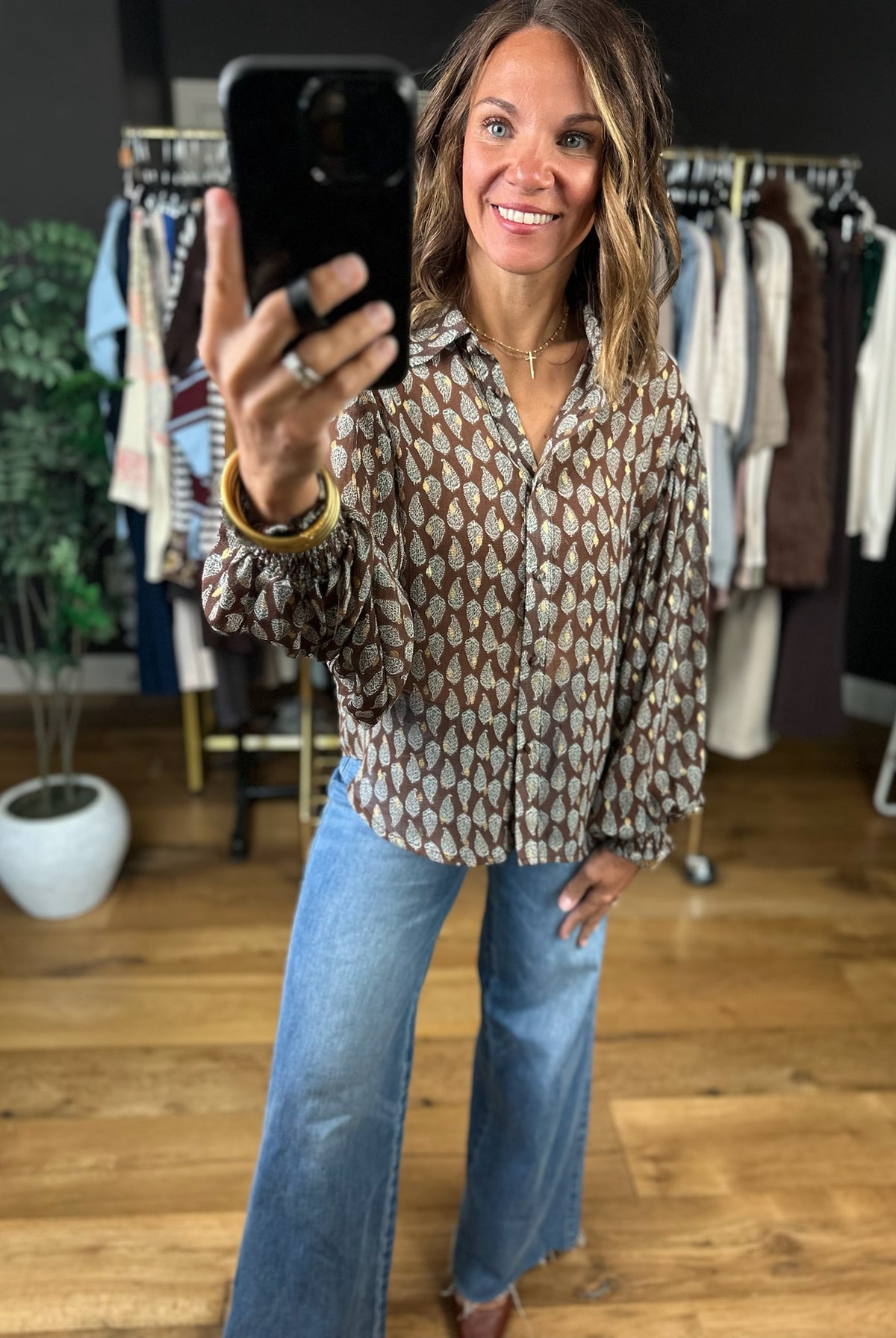 No Further Questions Button-Down Top-Long Sleeves-ee:some-Anna Kaytes Boutique, Women's Fashion Boutique in Grinnell, Iowa