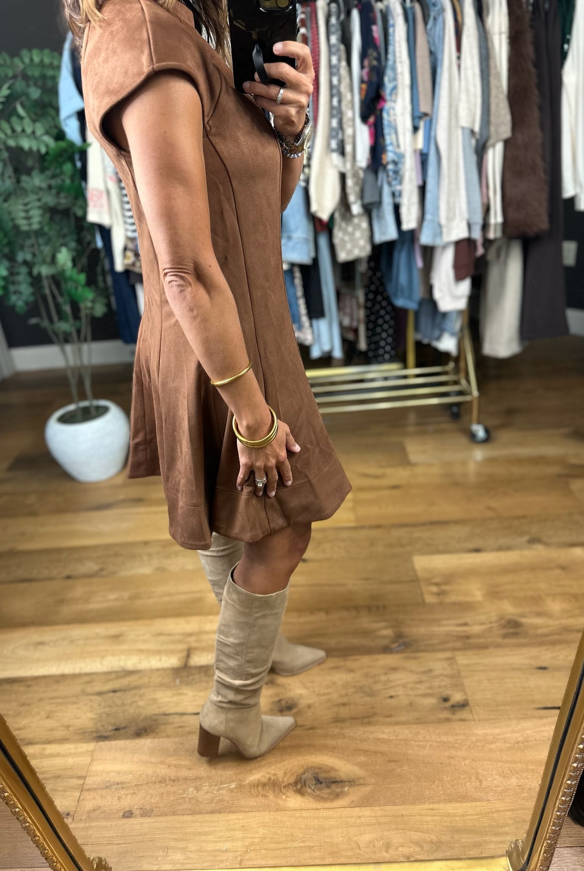 Best Kept Secret Faux-Suede Dress-Dresses-Fate-Anna Kaytes Boutique, Women's Fashion Boutique in Grinnell, Iowa