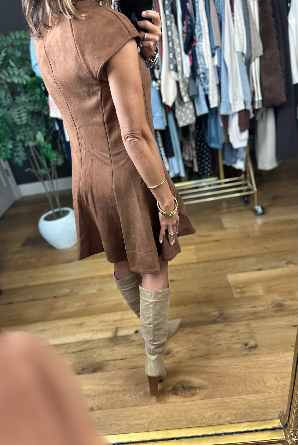 Best Kept Secret Faux-Suede Dress-Dresses-Fate-Anna Kaytes Boutique, Women's Fashion Boutique in Grinnell, Iowa