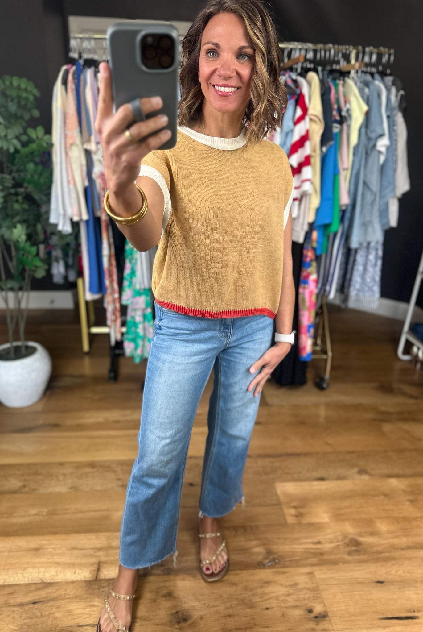 Make My Day Color Block Knit Top-Short Sleeves-Eesome-Anna Kaytes Boutique, Women's Fashion Boutique in Grinnell, Iowa