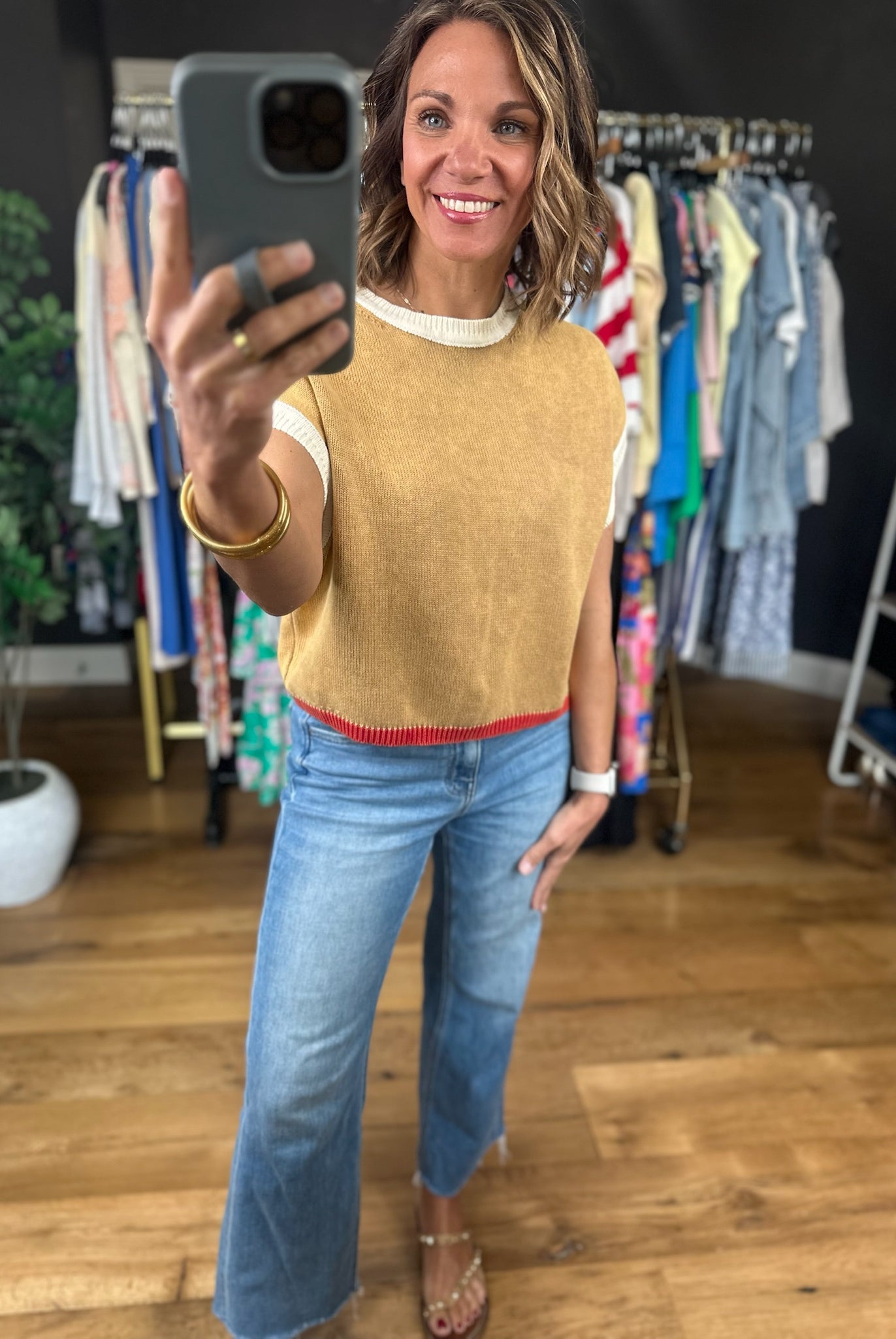 Make My Day Color Block Knit Top-Short Sleeves-Eesome-Anna Kaytes Boutique, Women's Fashion Boutique in Grinnell, Iowa