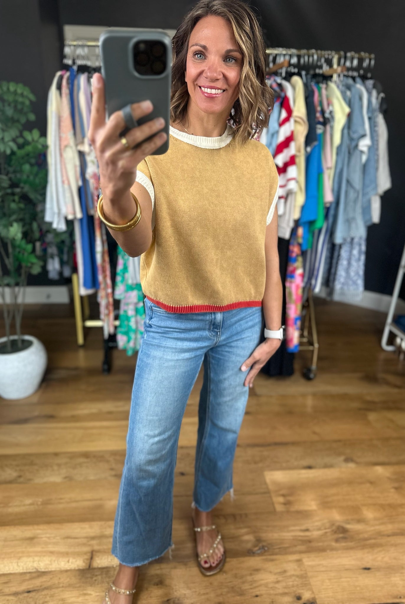 Make My Day Color Block Knit Top-Short Sleeves-Eesome-Anna Kaytes Boutique, Women's Fashion Boutique in Grinnell, Iowa