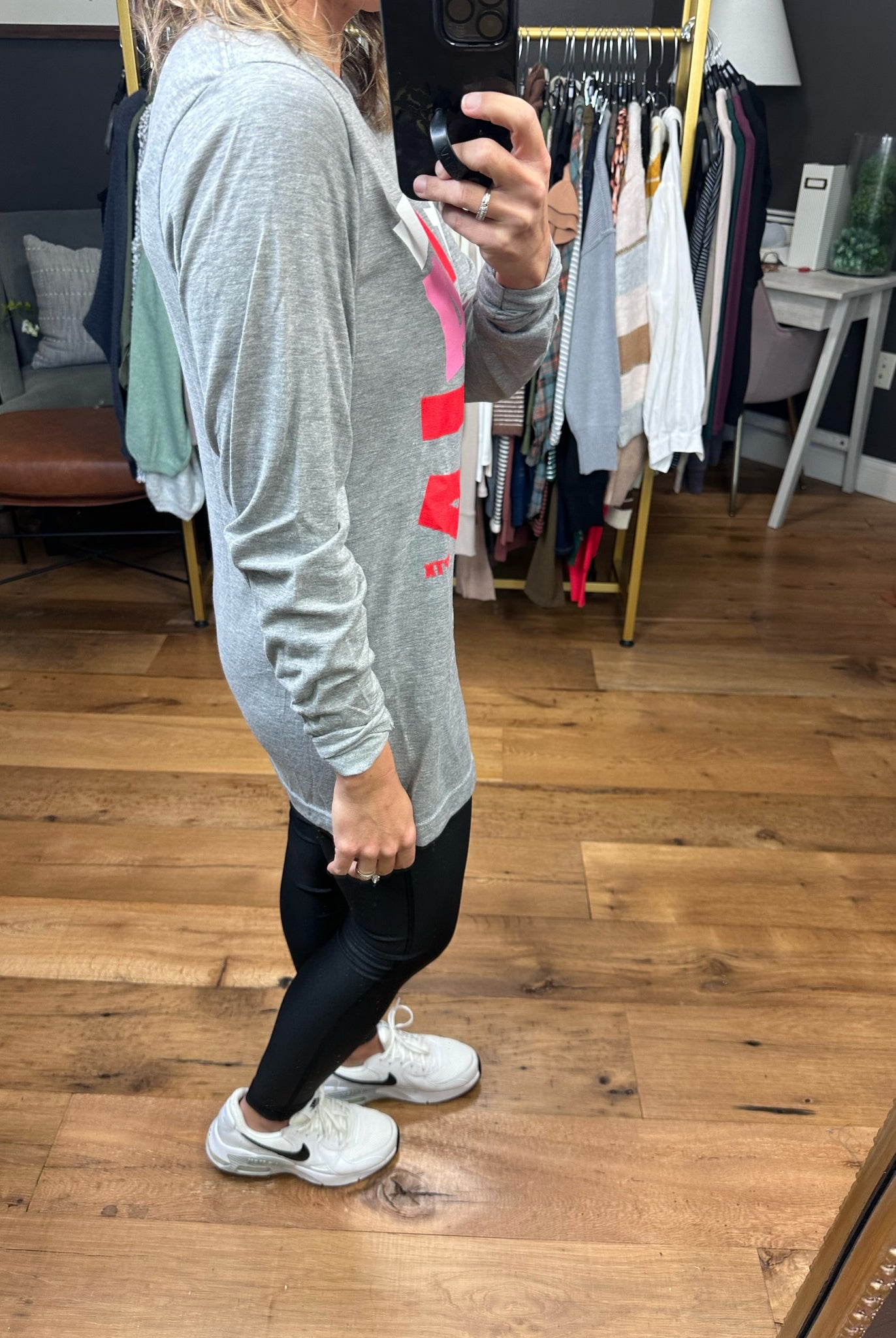 FaLaLa Long Sleeve Top - Grey-Long Sleeves-Prickly Pear Tees-Anna Kaytes Boutique, Women's Fashion Boutique in Grinnell, Iowa