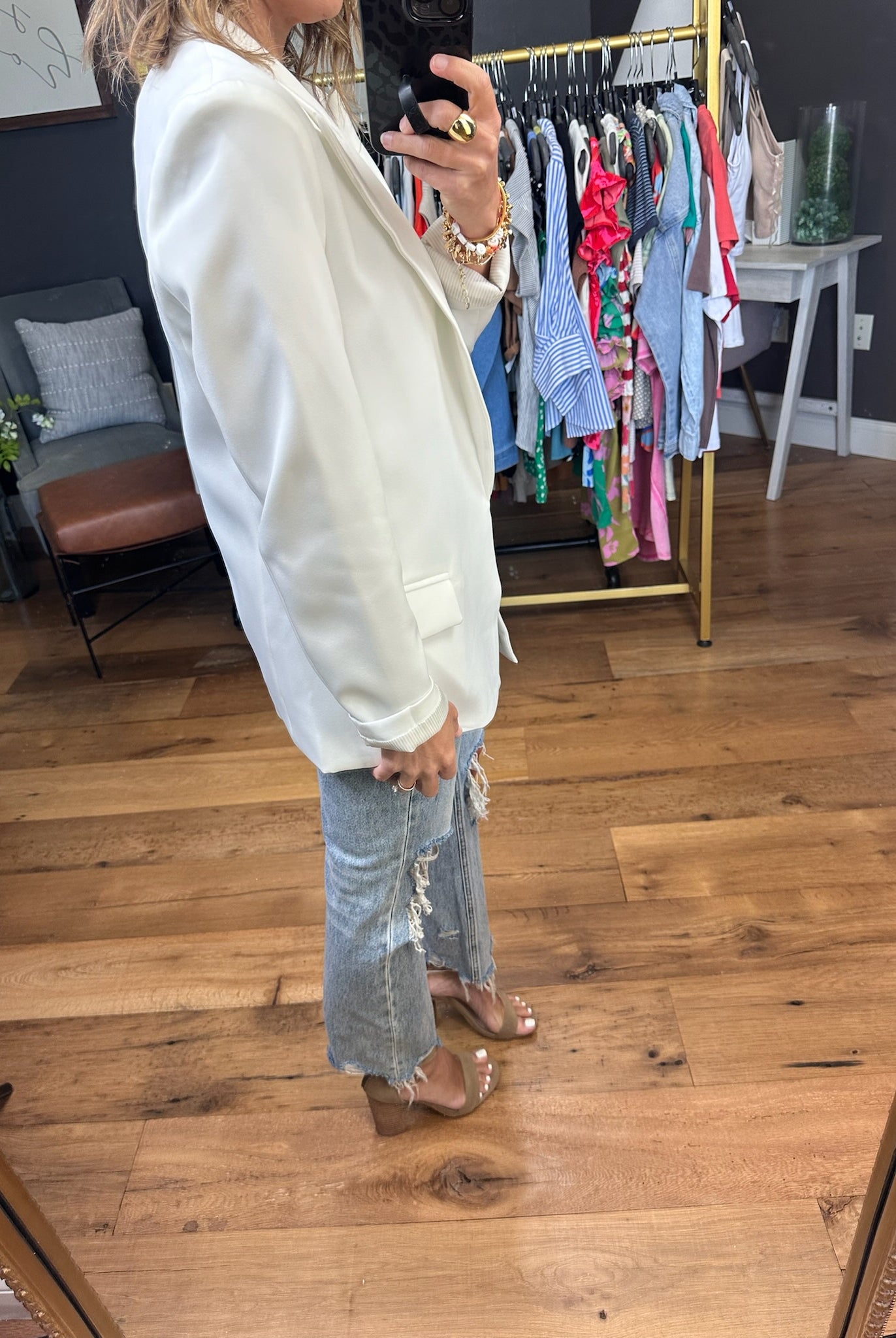 Mean Business Pocket Blazer - Ivory-Blazers-Staccato 32152R-Anna Kaytes Boutique, Women's Fashion Boutique in Grinnell, Iowa