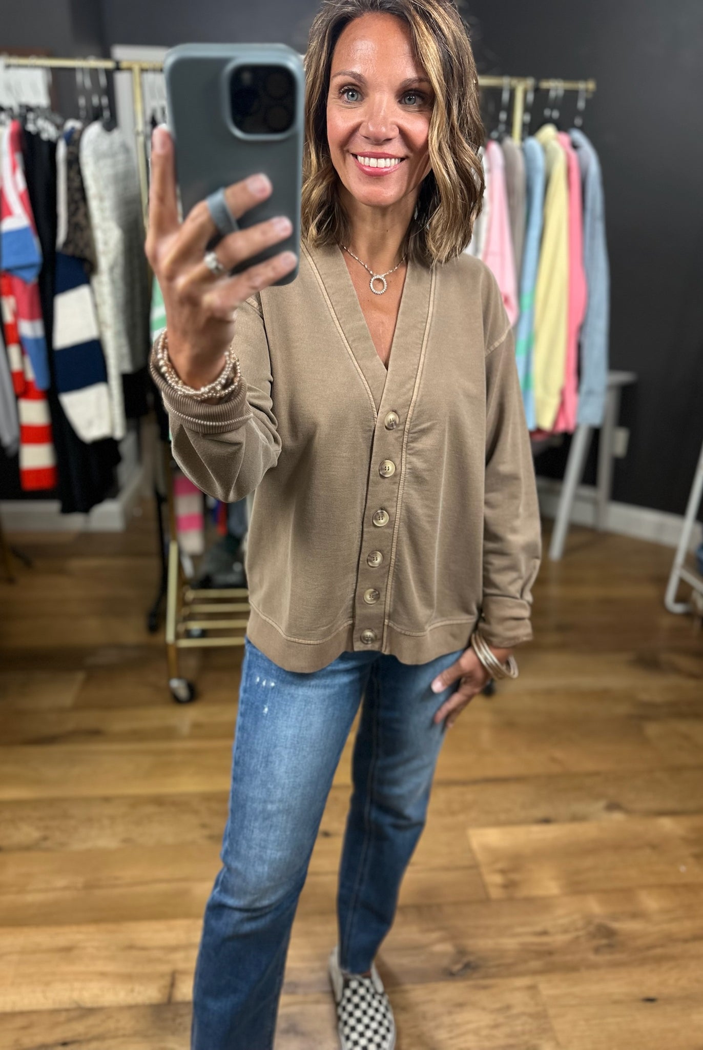 A Great Point Button Cardigan-Sweaters-JOA-Anna Kaytes Boutique, Women's Fashion Boutique in Grinnell, Iowa