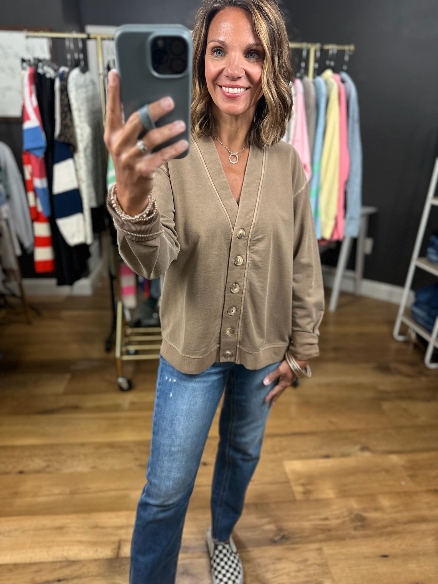 A Great Point Button Cardigan-Sweaters-JOA-Anna Kaytes Boutique, Women's Fashion Boutique in Grinnell, Iowa