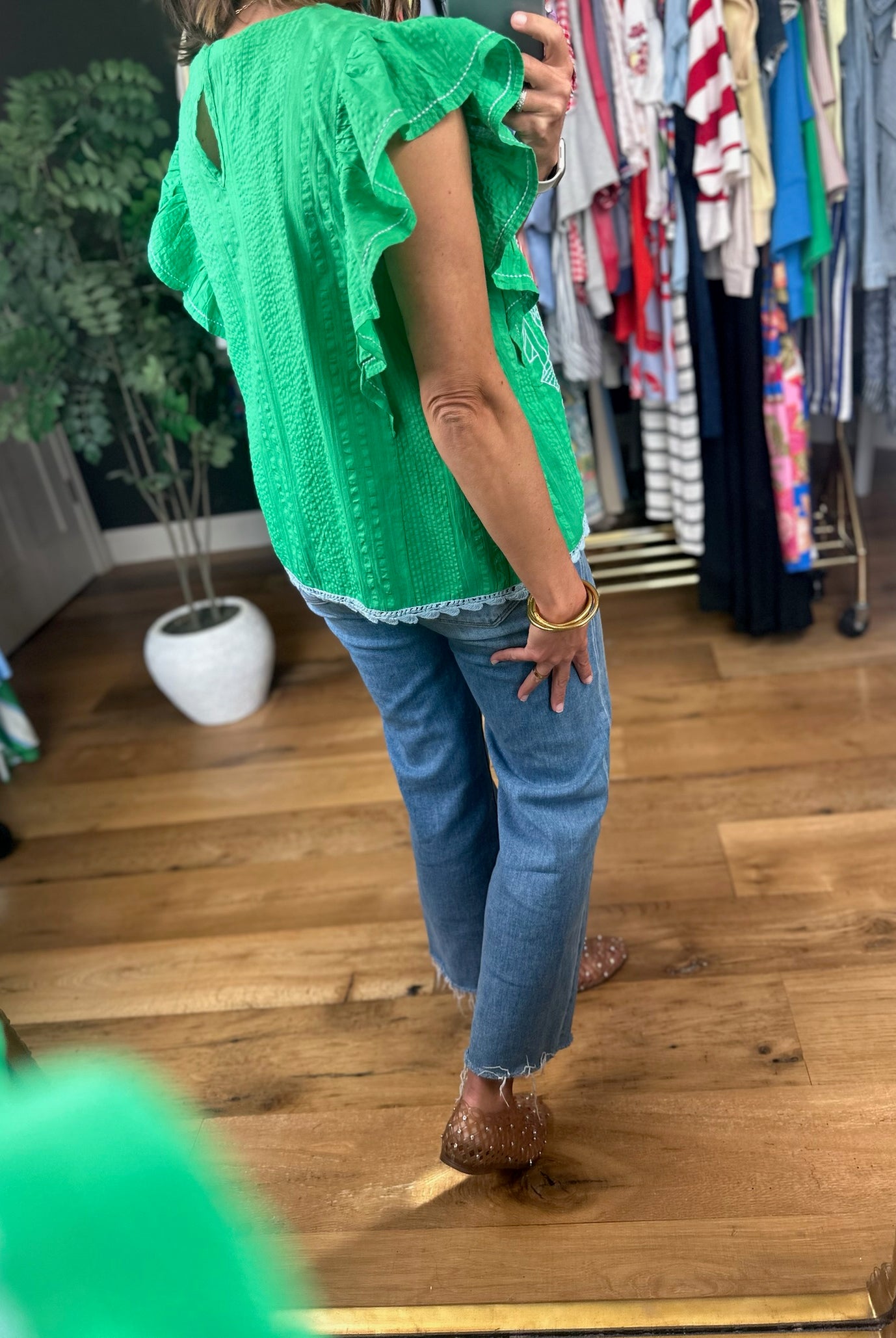 Sail Away Embroidery-Detail Top-Short Sleeves-THML-Anna Kaytes Boutique, Women's Fashion Boutique in Grinnell, Iowa