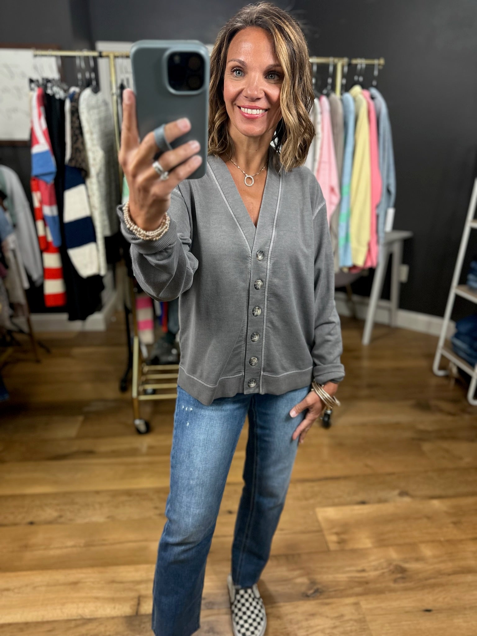 A Great Point Button Cardigan-Sweaters-JOA-Anna Kaytes Boutique, Women's Fashion Boutique in Grinnell, Iowa