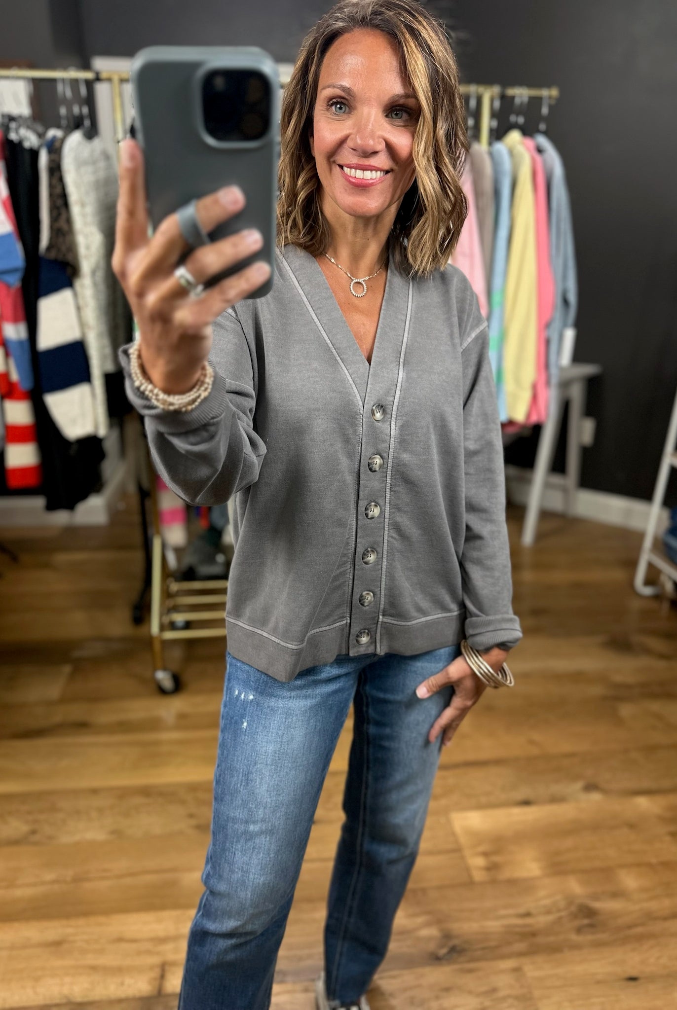 A Great Point Button Cardigan-Sweaters-JOA-Anna Kaytes Boutique, Women's Fashion Boutique in Grinnell, Iowa