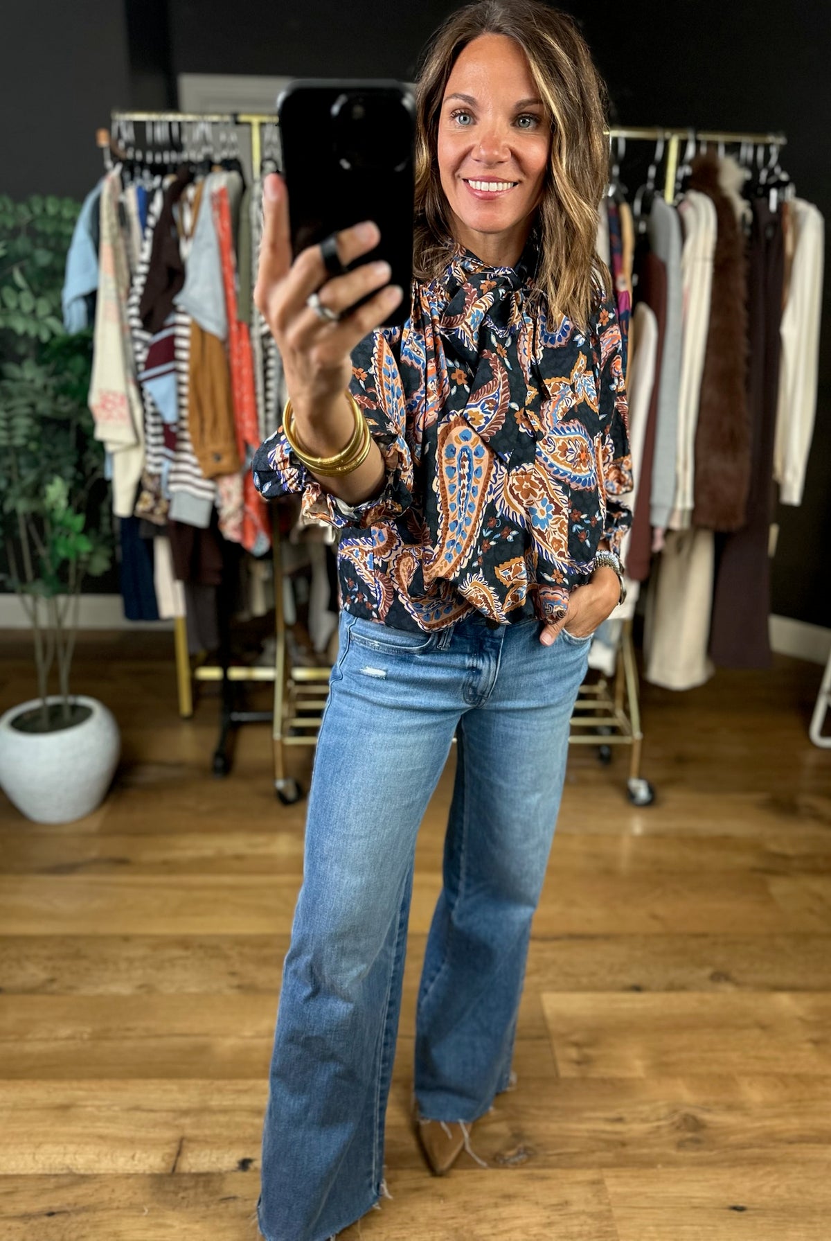 At The End Of The Day Paisley Top-Long Sleeves-Umgee-Anna Kaytes Boutique, Women's Fashion Boutique in Grinnell, Iowa