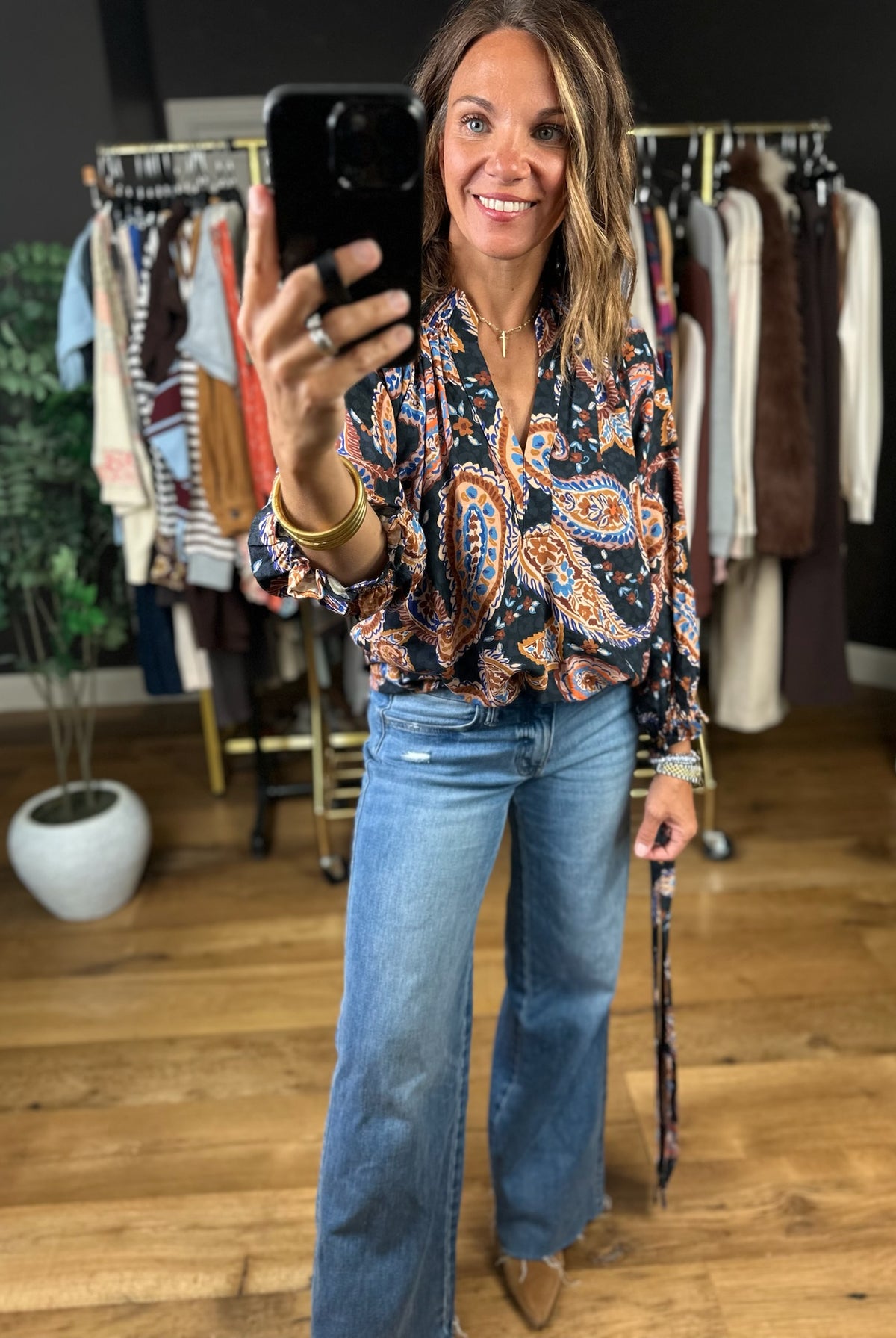 At The End Of The Day Paisley Top-Long Sleeves-Umgee-Anna Kaytes Boutique, Women's Fashion Boutique in Grinnell, Iowa