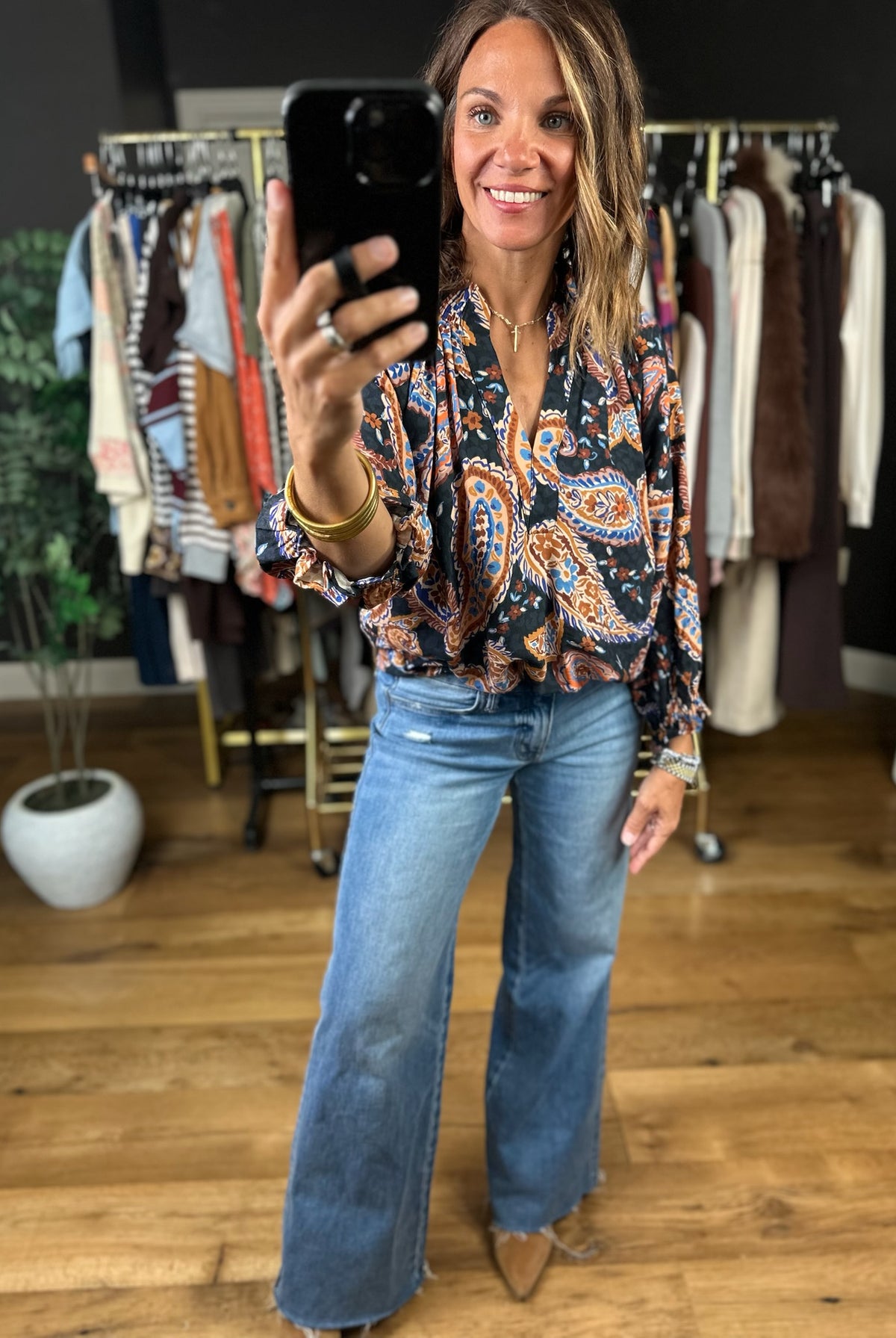 At The End Of The Day Paisley Top-Long Sleeves-Umgee-Anna Kaytes Boutique, Women's Fashion Boutique in Grinnell, Iowa