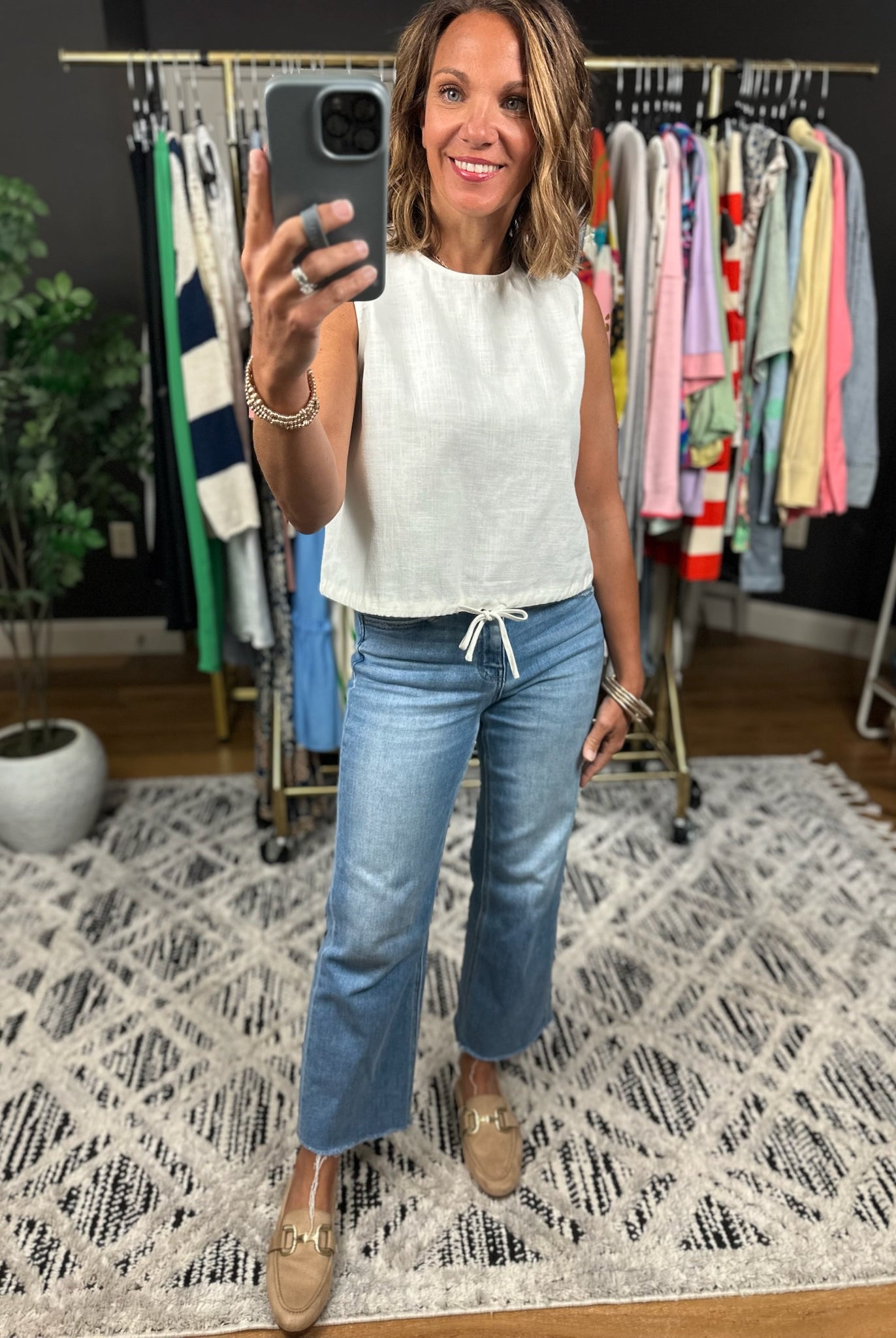 Into The Sun Tie-Front Linen Top-Sleeveless-Wishlist-Anna Kaytes Boutique, Women's Fashion Boutique in Grinnell, Iowa