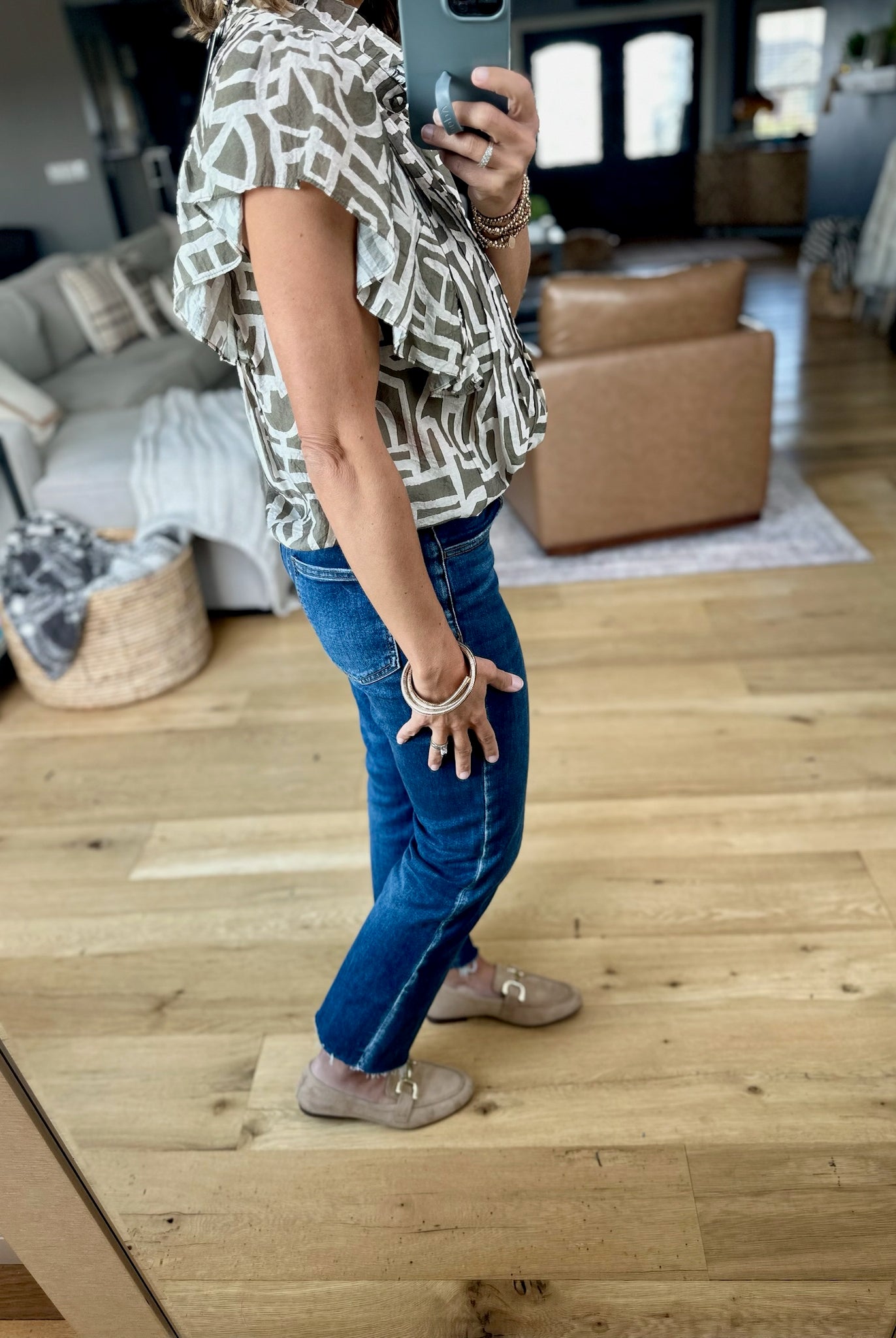 Never Admit Button-Down Patterned Top-THML-Anna Kaytes Boutique, Women's Fashion Boutique in Grinnell, Iowa