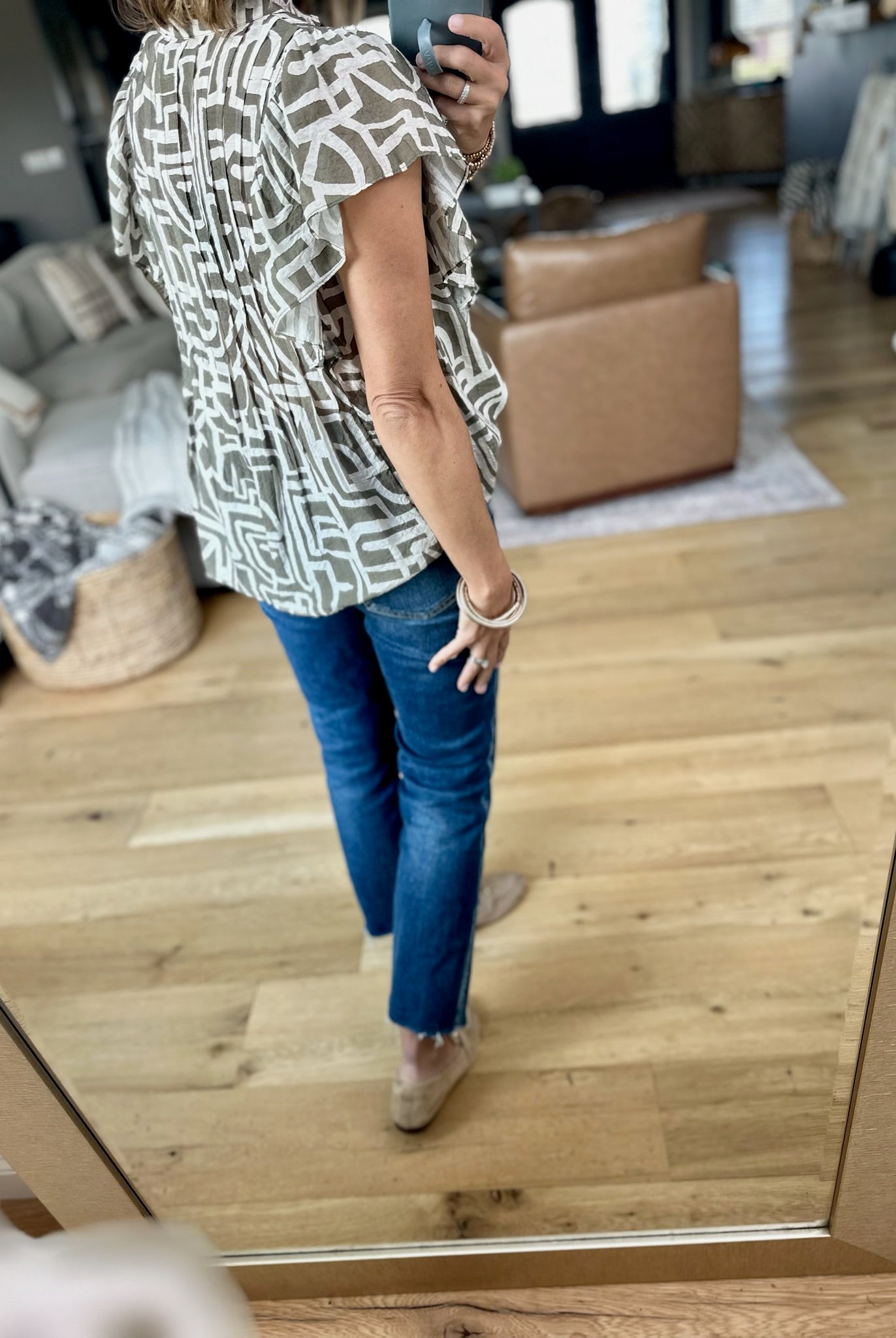 Never Admit Button-Down Patterned Top-THML-Anna Kaytes Boutique, Women's Fashion Boutique in Grinnell, Iowa