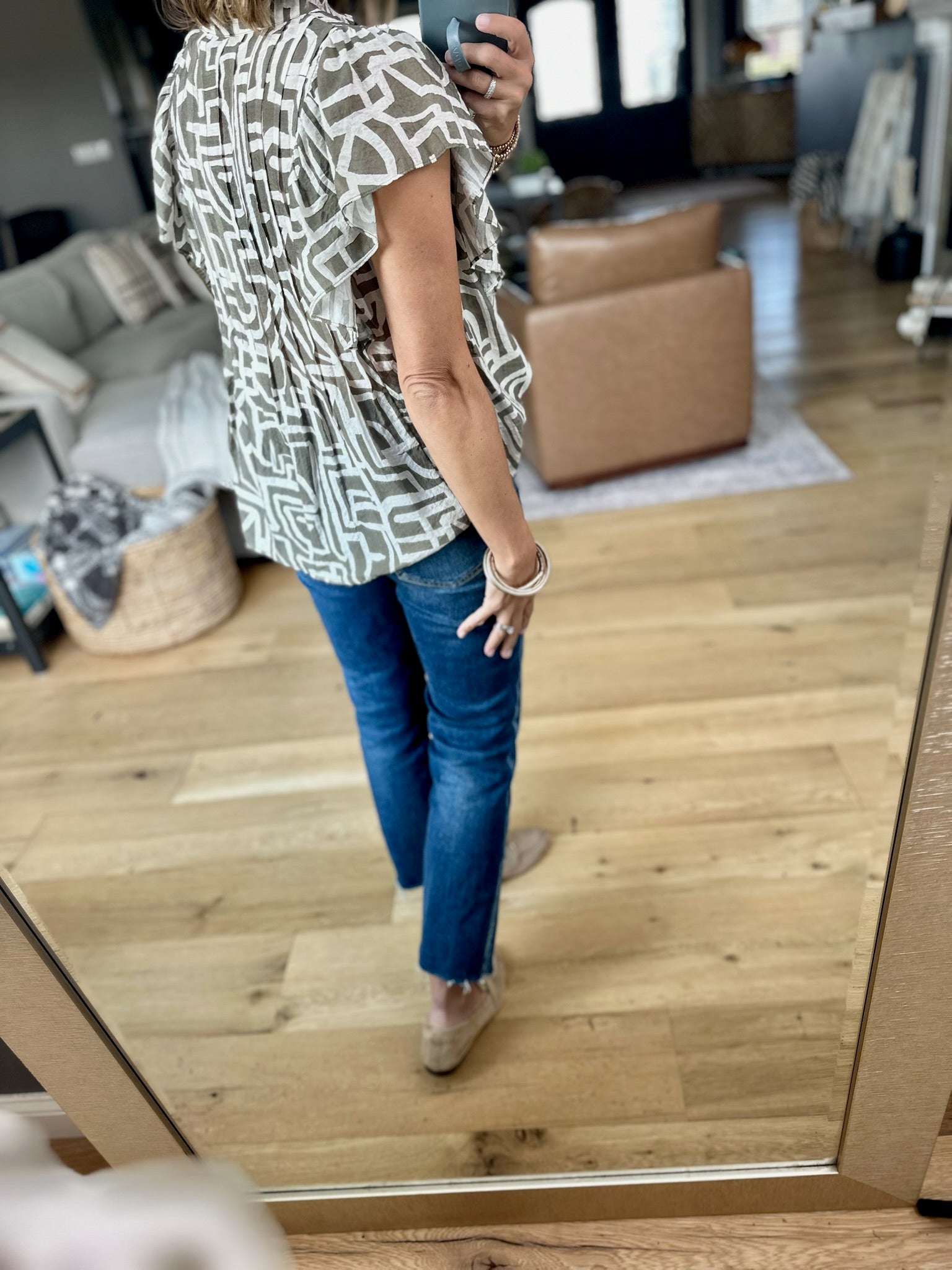 Never Admit Button-Down Patterned Top-THML-Anna Kaytes Boutique, Women's Fashion Boutique in Grinnell, Iowa
