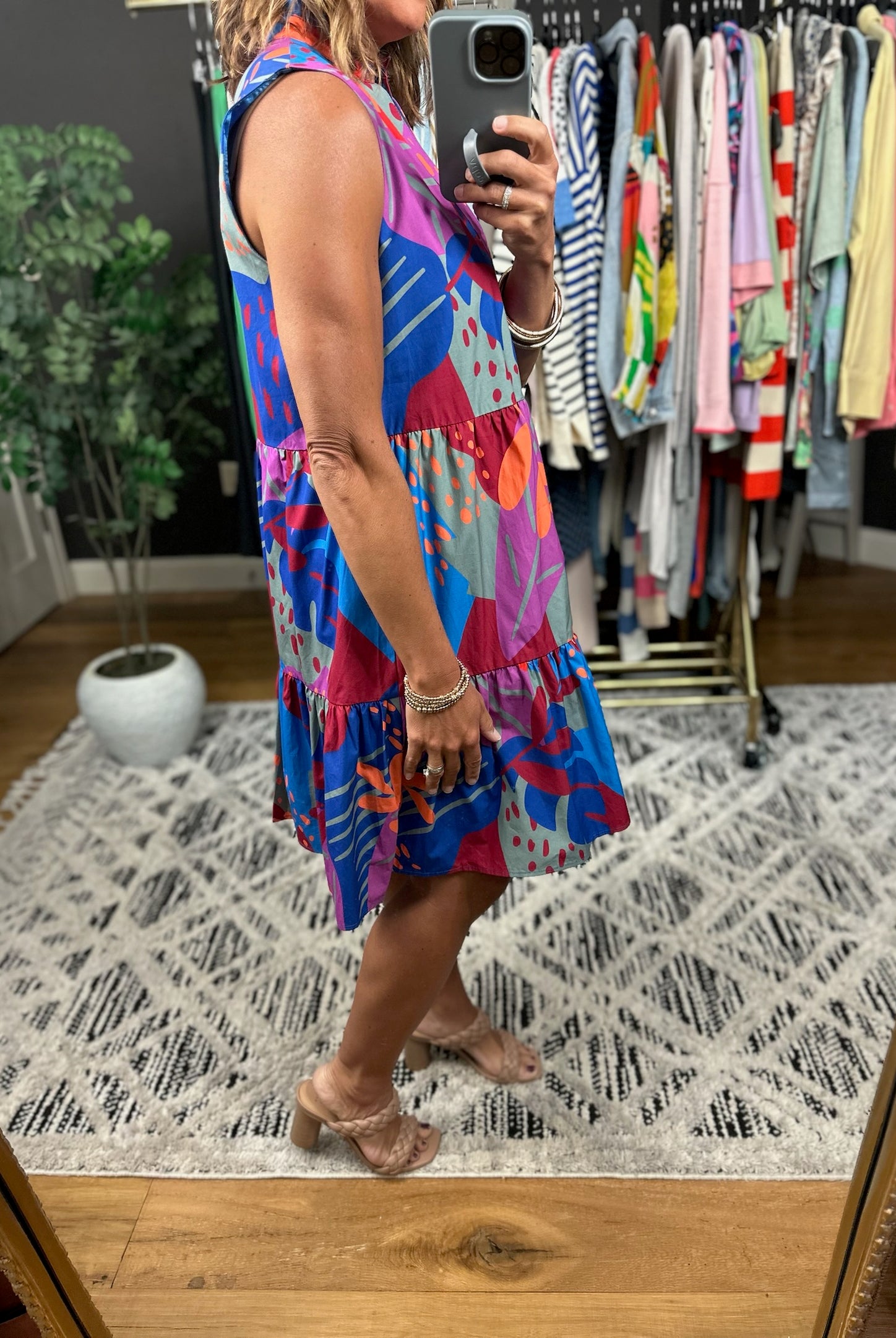 Where I Want To Be Tiered Dress - Royal Combo-Dresses-THML-Anna Kaytes Boutique, Women's Fashion Boutique in Grinnell, Iowa